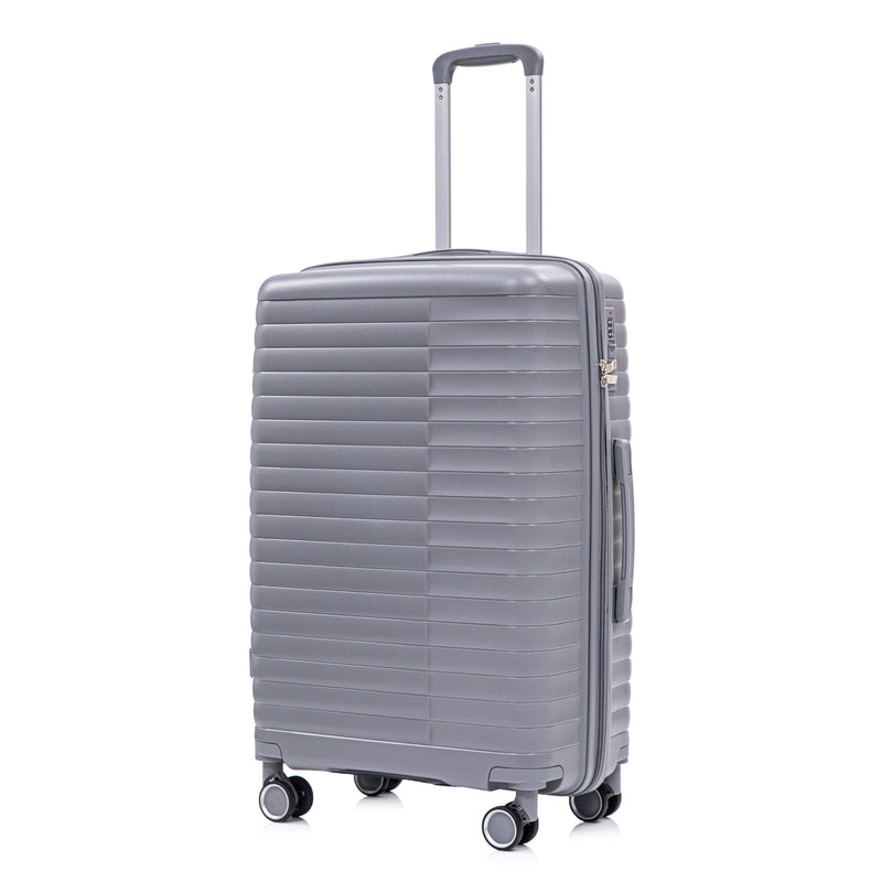 4-Piece PP Spinner Wheel Luggage Set with Cosmetic Case, Light Gray by HouseOfZazla