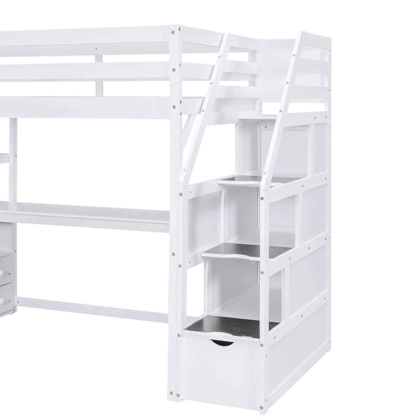 Loft Bed With Desk, Shelves, 2 Drawers, Storage Staircase by HouseOfZazla