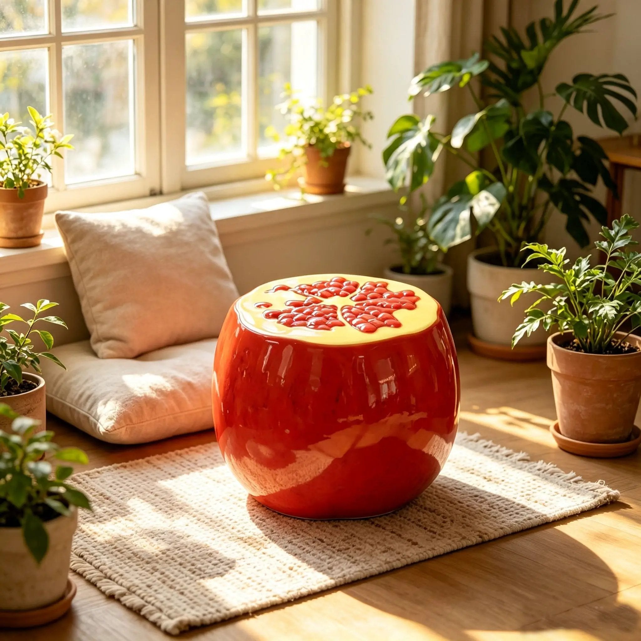 Pomegranate Fruit Stool – 13.4" Oversized Resin Stool by HouseOfZazla