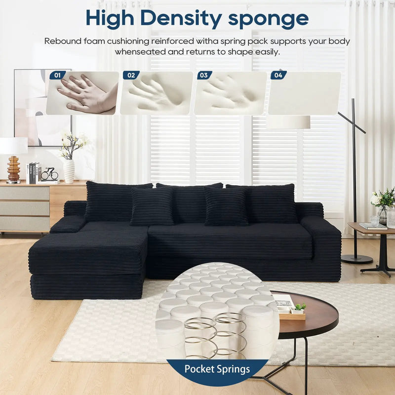 Modern L - Shaped Sectional Couch With Memory Foam by HouseOfZazla