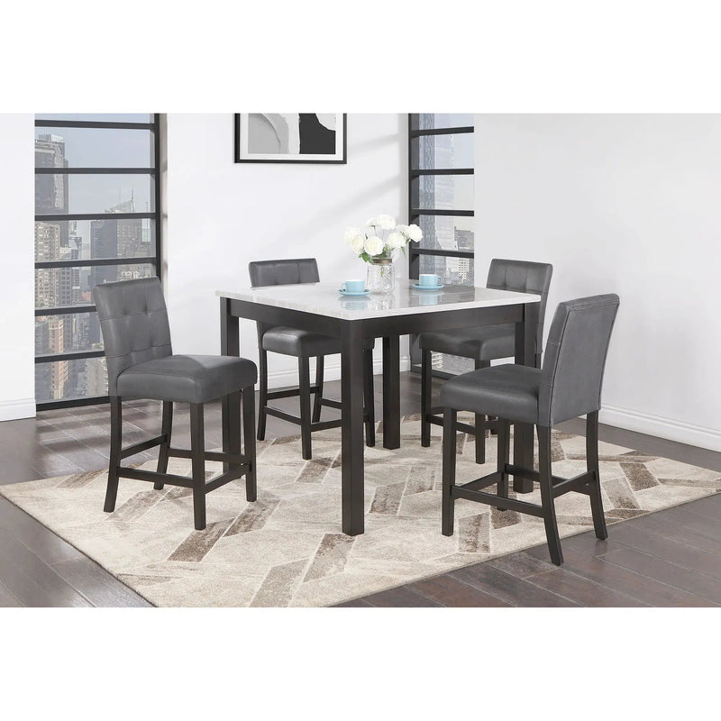 Leon - Bar Table And 4 Bar Stools - Espresso / White by HouseOfZazla