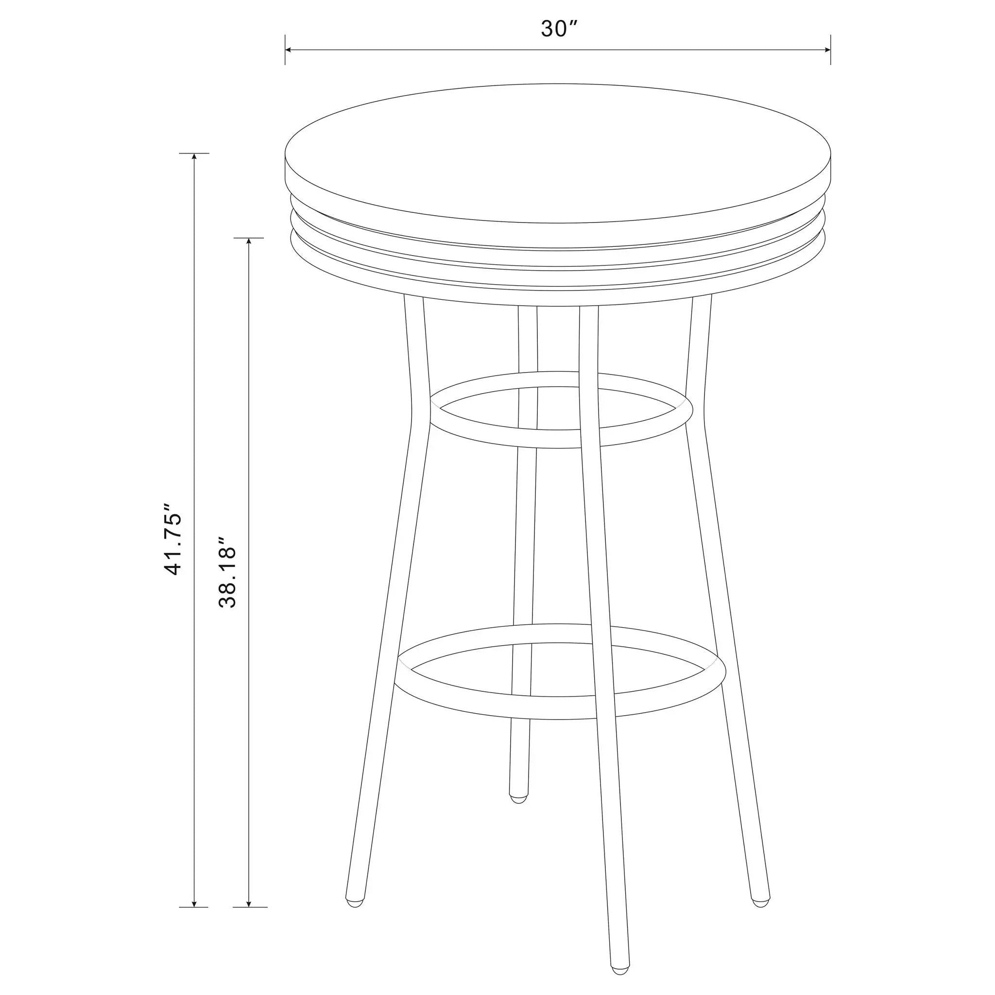 Retro Round 30-inch 1950's Bistro Pub Height Bar Table Black by Unique Piece Furniture