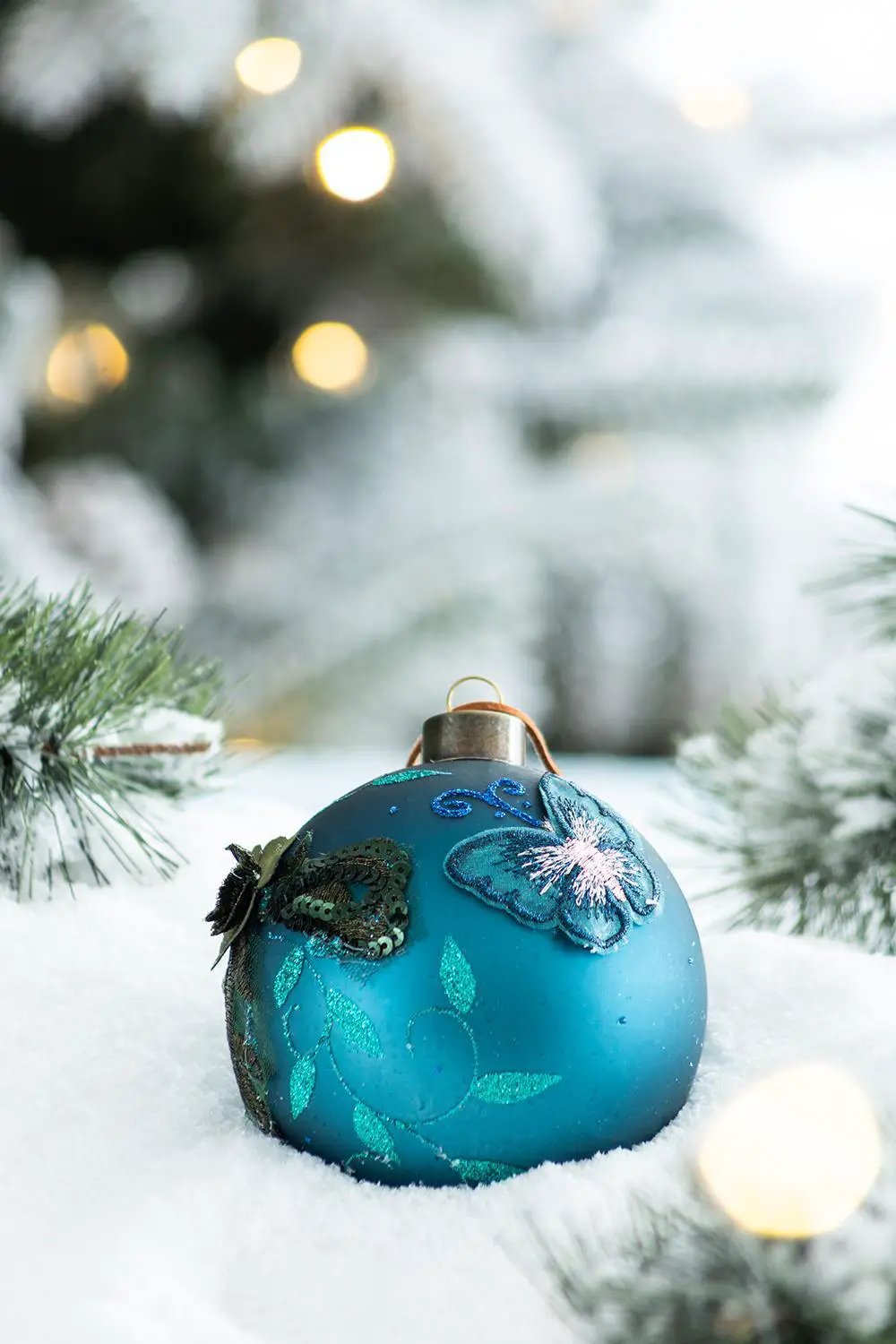 Christmas Ball Ornaments Glass Decorative Hanging Balls Light Blue by HouseOfZazla