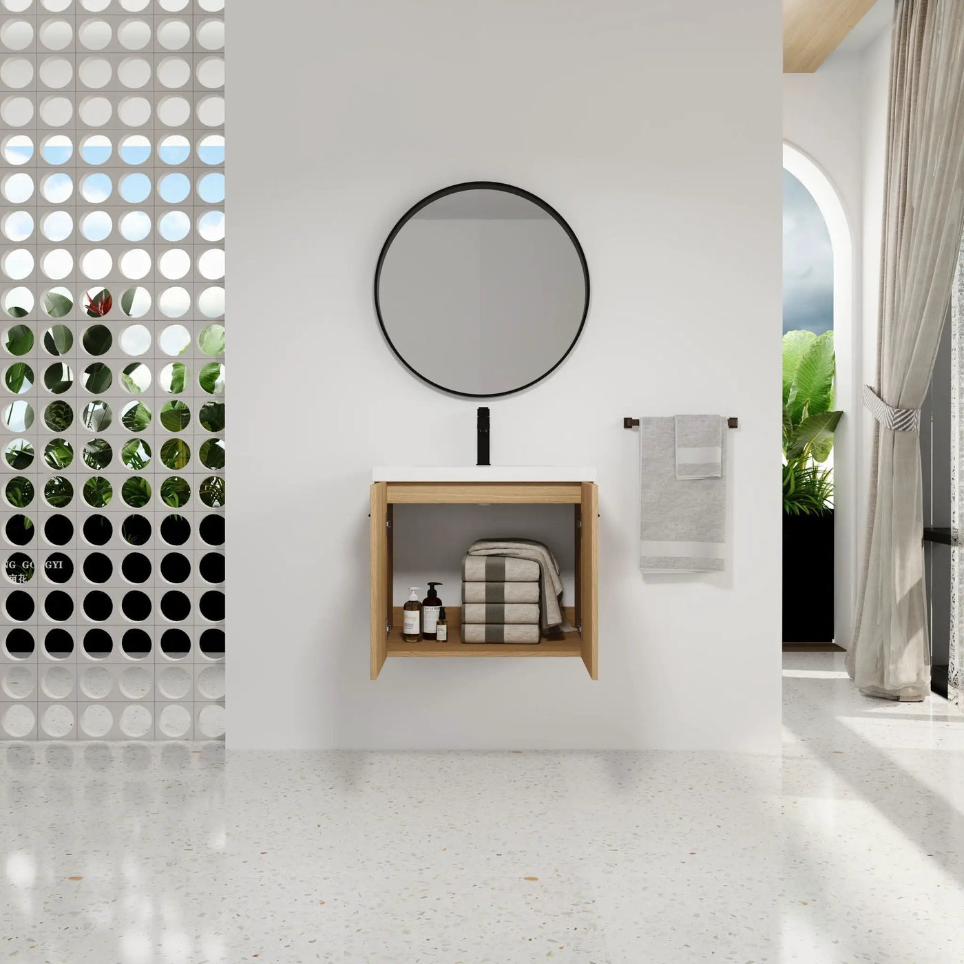 Floating Bathroom Vanity With Sink, Wall Mounted Double Door Storage by HouseOfZazla
