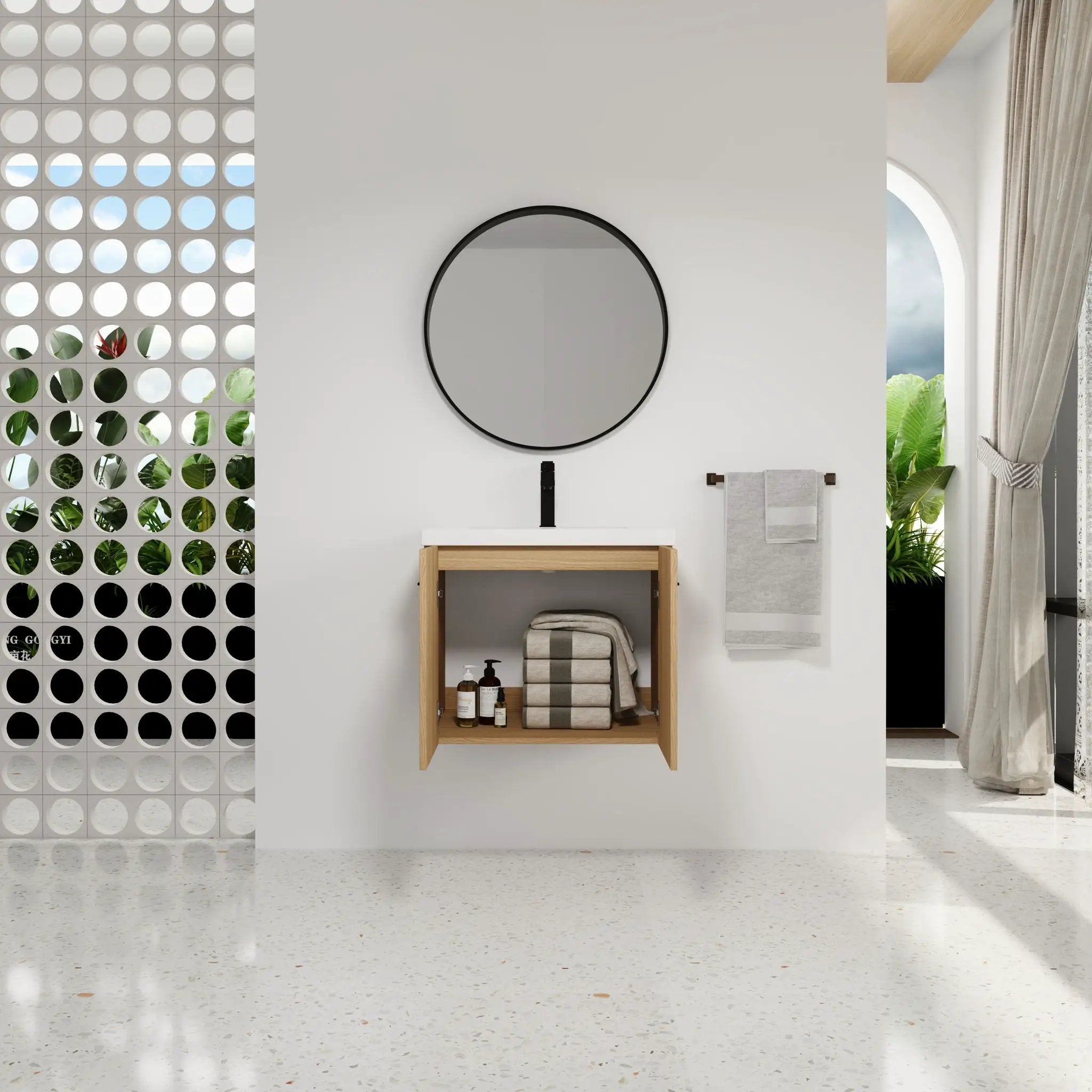 Floating Bathroom Vanity With Sink, Wall Mounted Double Door Storage by HouseOfZazla