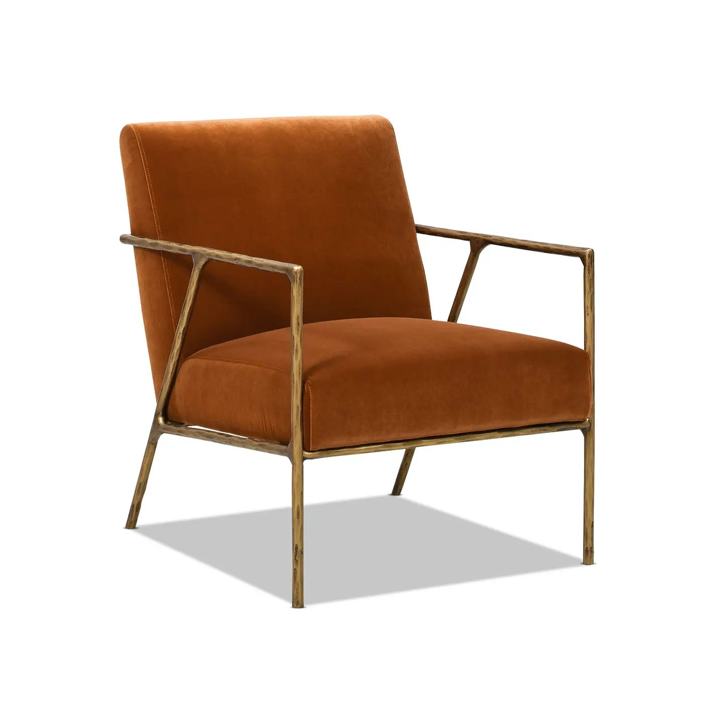 Aerin - Hammered Brass Upholstered Accent Arm Chair by HouseOfZazla