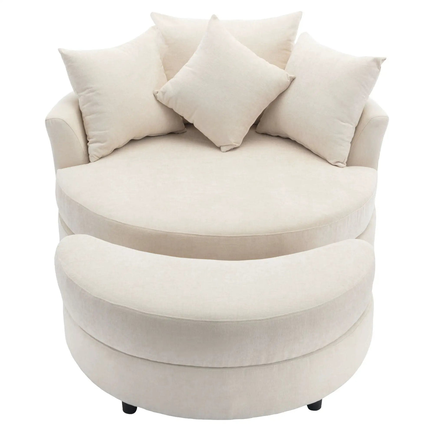 360° Swivel Accent Barrel Chair With Storage Ottoman & 4 Pillows, Modern Leisure Chair Round Accent For Living Room by Unique Piece Furniture