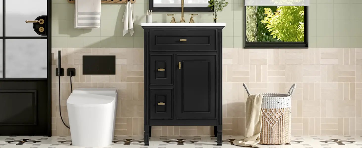 24-Inch Bathroom Vanity with Sink and Solid Wood Cabinet by HouseOfZazla