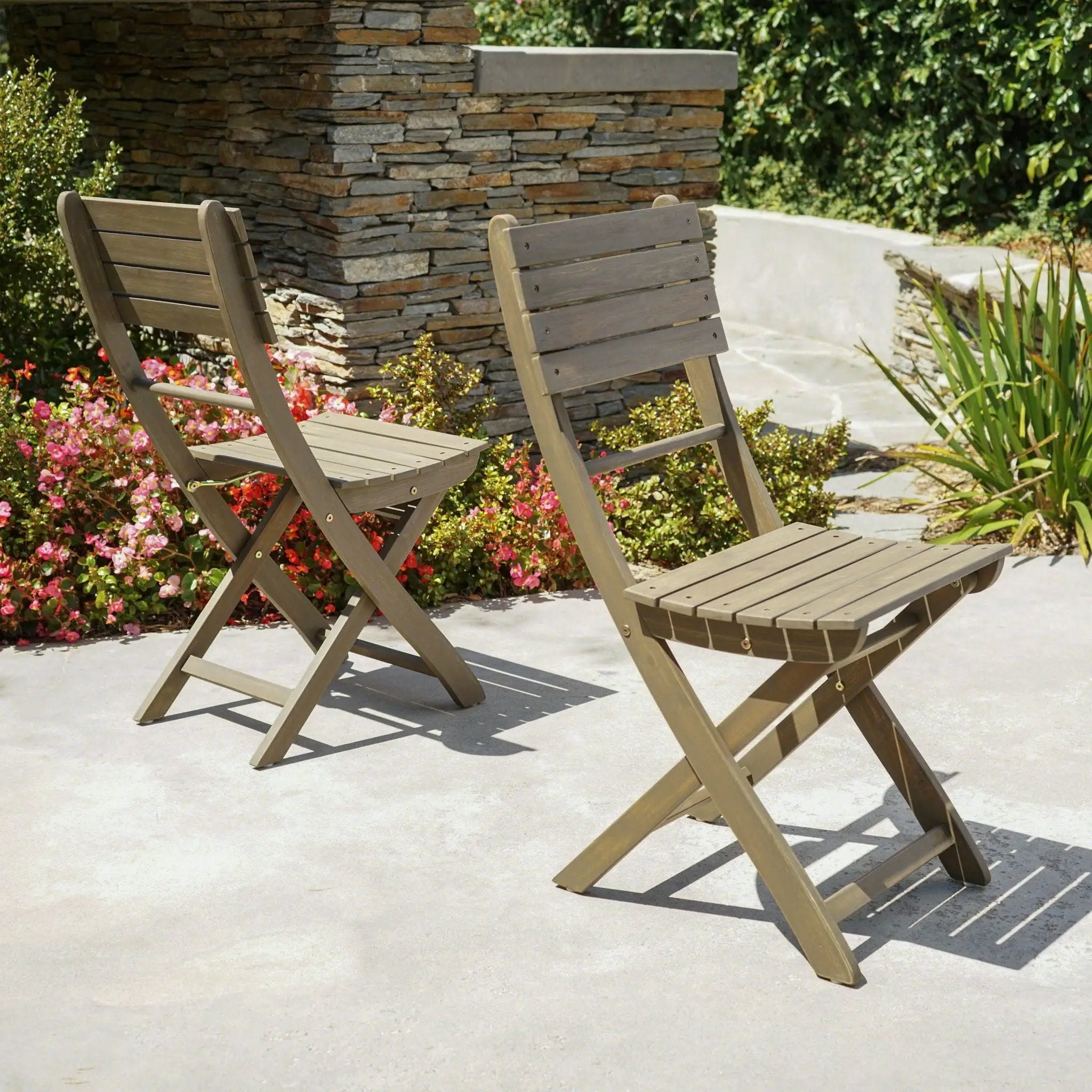 Outdoor Foldable Wood Dining Chair With Slat Design (Set of 2) by HouseOfZazla