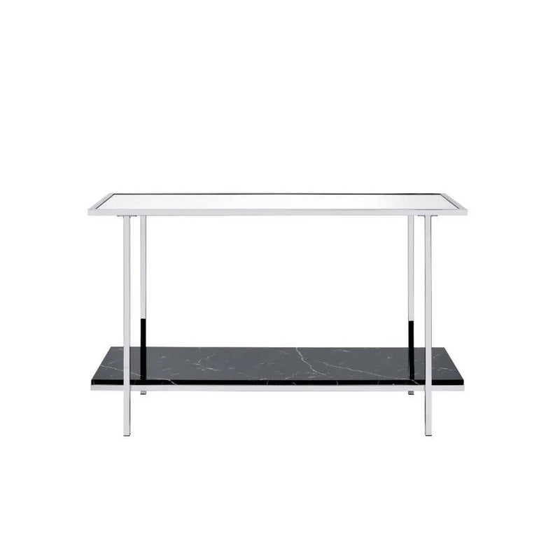 Angwin - Console Table - Mirrored, Faux Marble Top & Chrome by Unique Piece Furniture