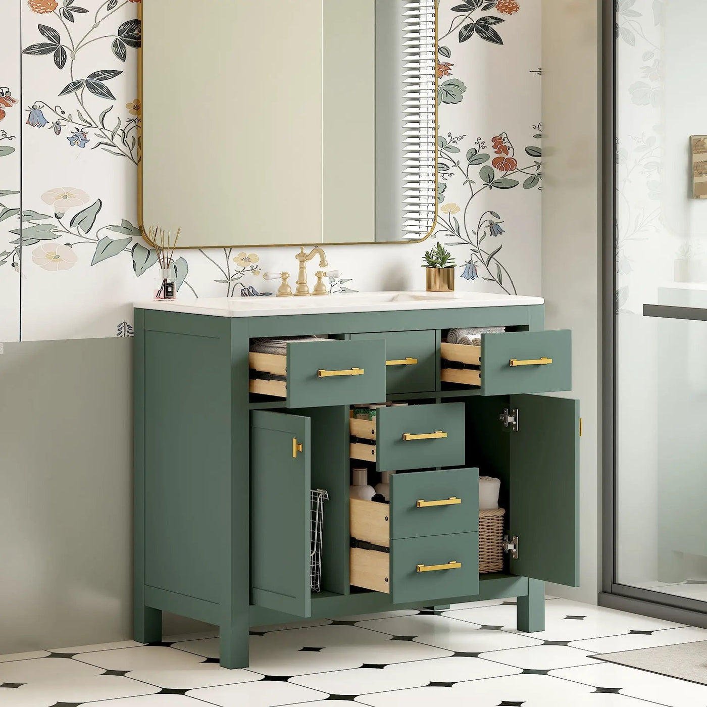 Bathroom Vanity With Sink Combo Set, Modern Bathroom Cabinet With 4 Drawers by HouseOfZazla