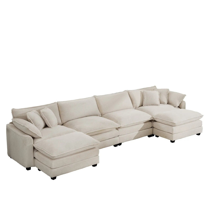 Modern Oversized Modular Cushion Sofa With Ottoman, Low Back, Deep Seating Sofa Set by Unique Piece Furniture