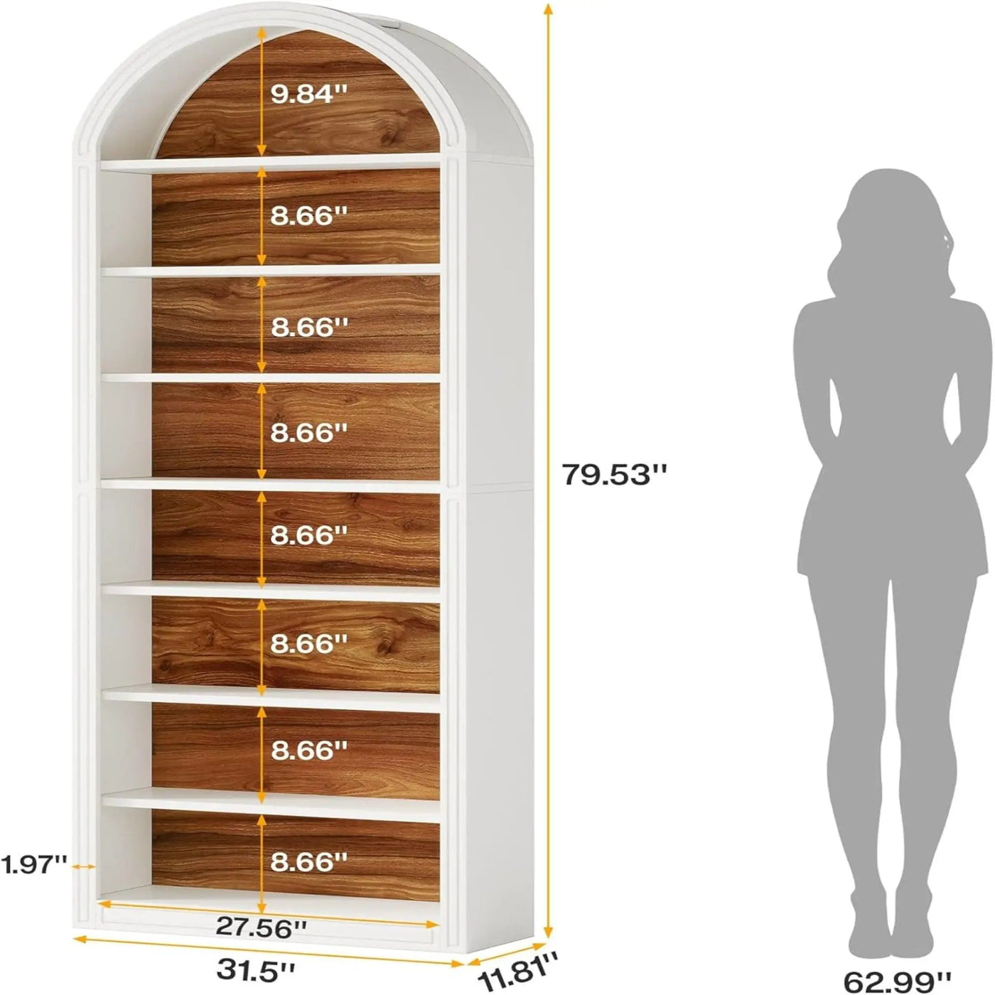 8 Tier Arched Open Display Shelving Unit For Living Room by HouseOfZazla