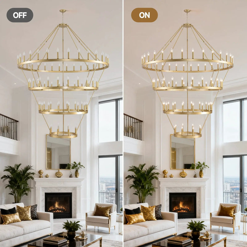 70.87 Inch 3-Tier Wagon Wheel Chandelier by HouseOfZazla