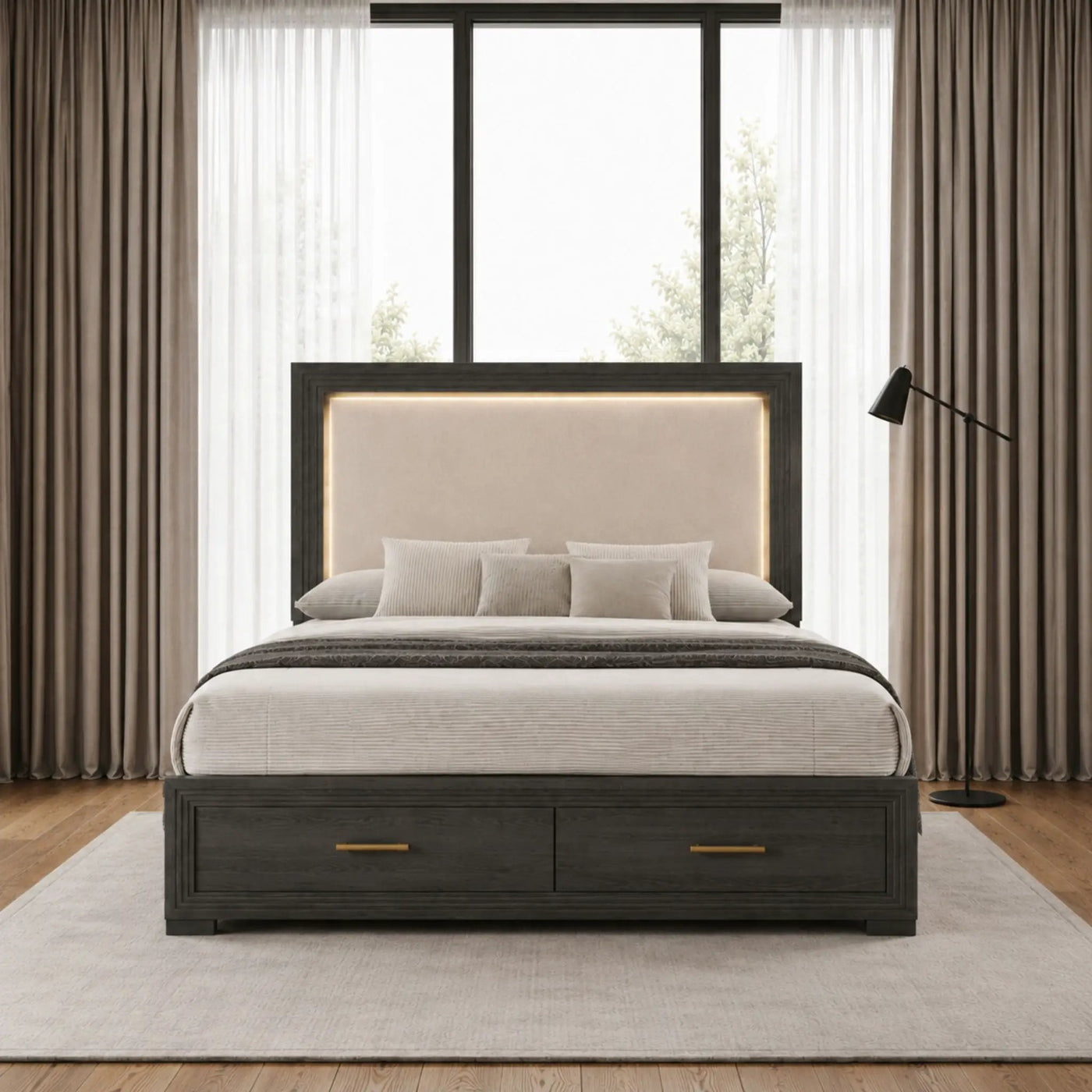 Colorado - Bed With Upholstered LED Headboard by HouseOfZazla