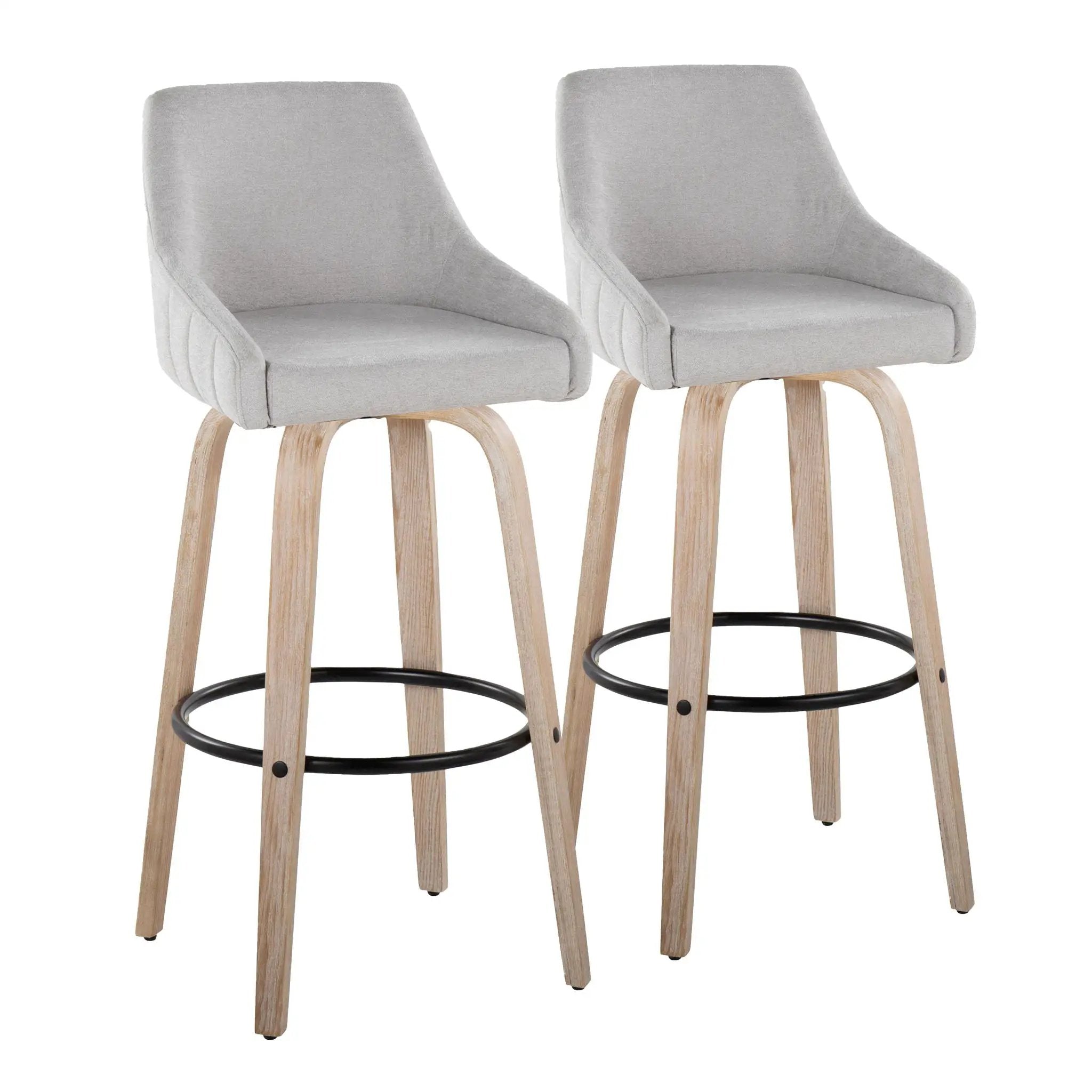Hannah - Transitional Fixed Height Barstool With Swivel With Round Footrest (Set of 2) by Unique Piece Furniture