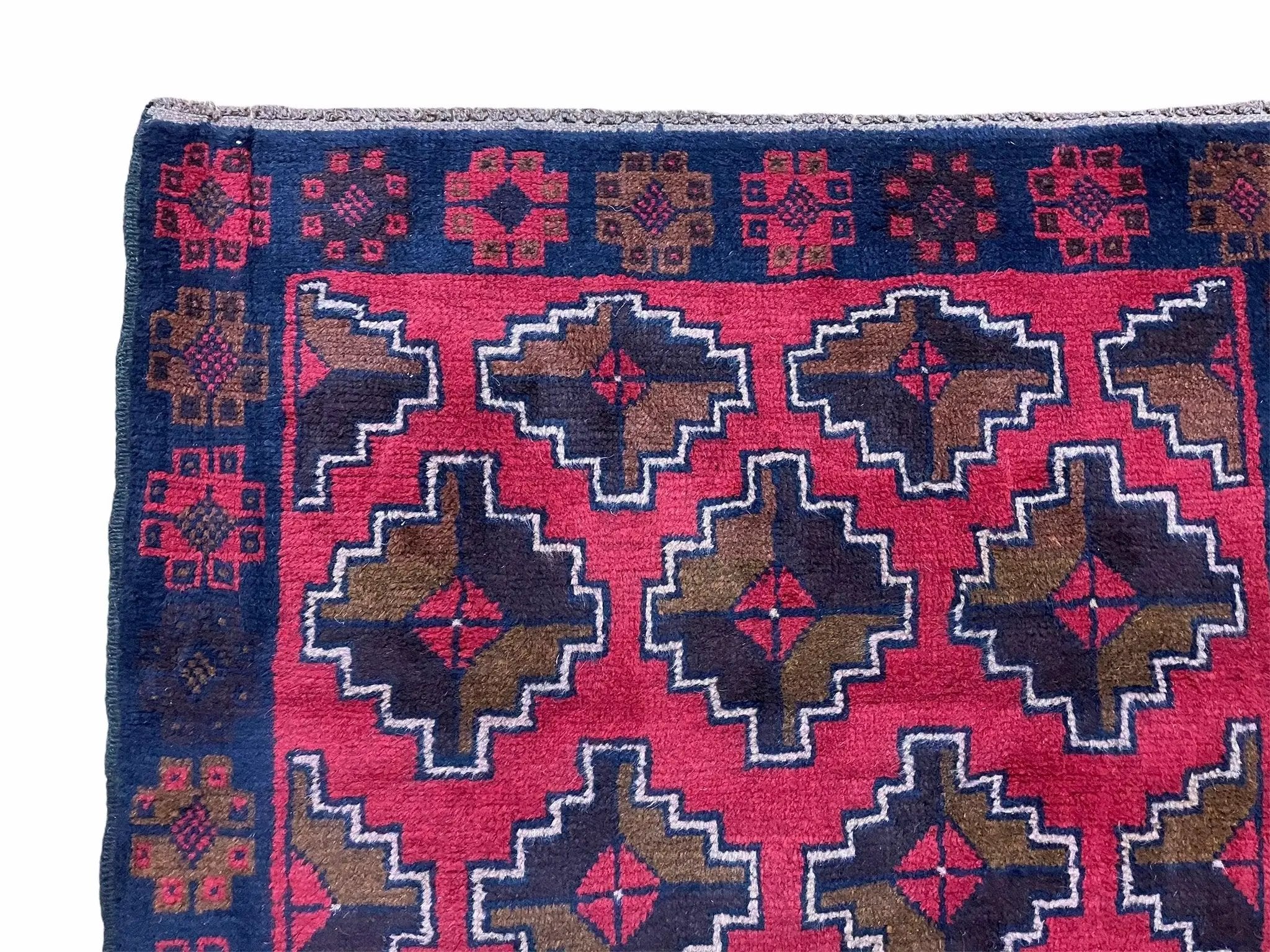 3' X 4' 7" Vintage Handmade Tribal Wool Rug Balouchi Rug Afghan Rug Red Brown by Jewel Rugs