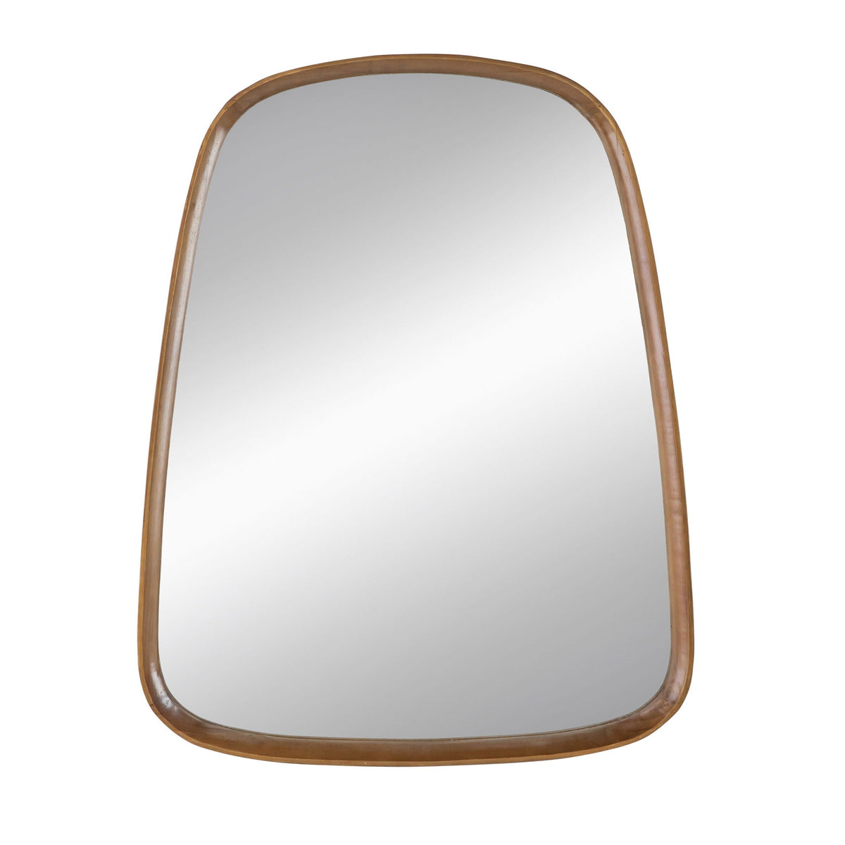 Irregular Wood Frame Wall Mirror with Curved Edges - Brown, photo 4 of 11