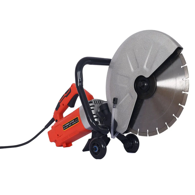 14" Electric Cut Off Saw Wet / Dry Concrete Saw Cutter With Guide Roller And Water Line Attachment, 3000W - Black / Silver by HouseOfZazla