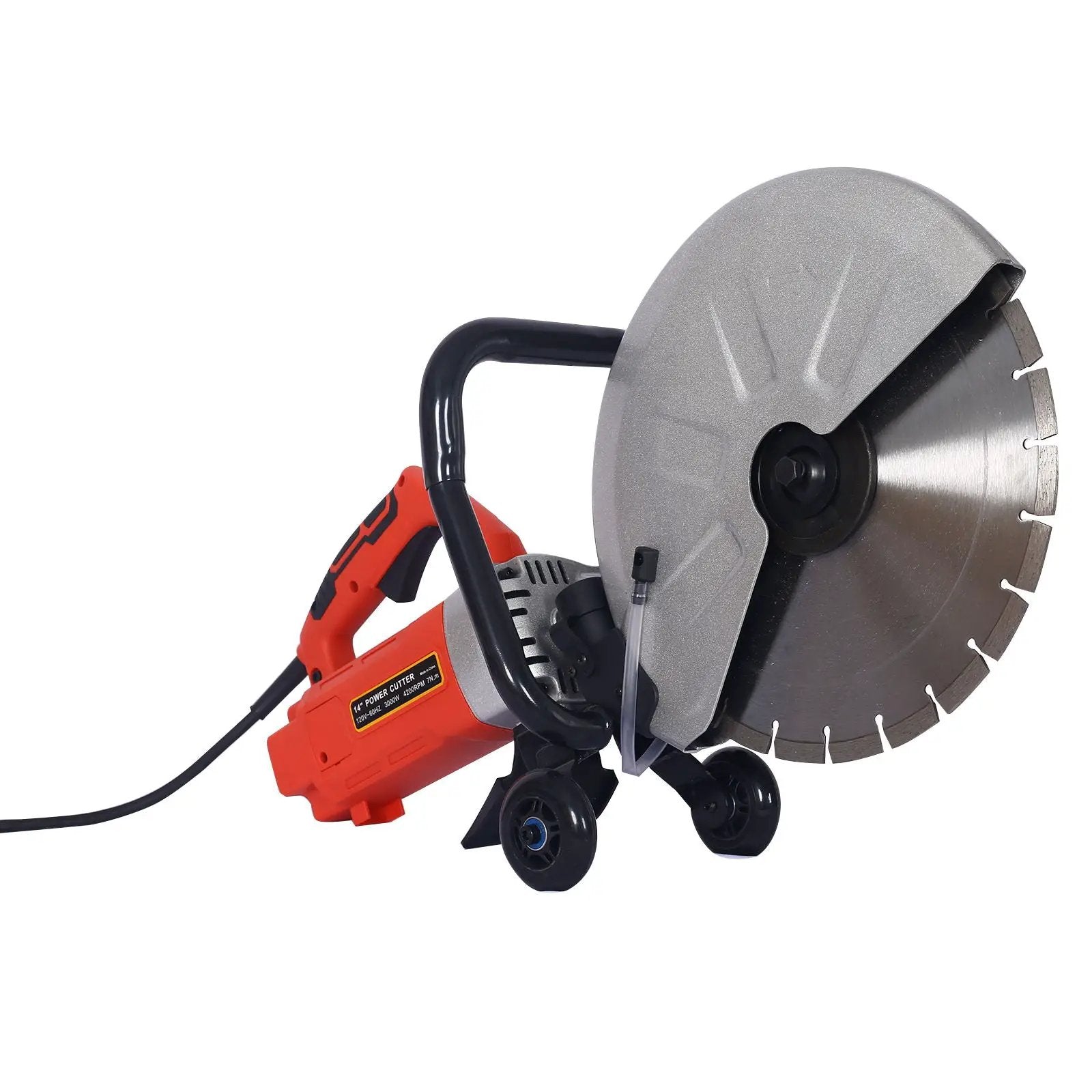 Electric 14" Cut Off Saw Wet / Dry Concrete Saw Cutter With Guide Roller And Water Line Attachment, 3000W - Black / Silver by HouseOfZazla