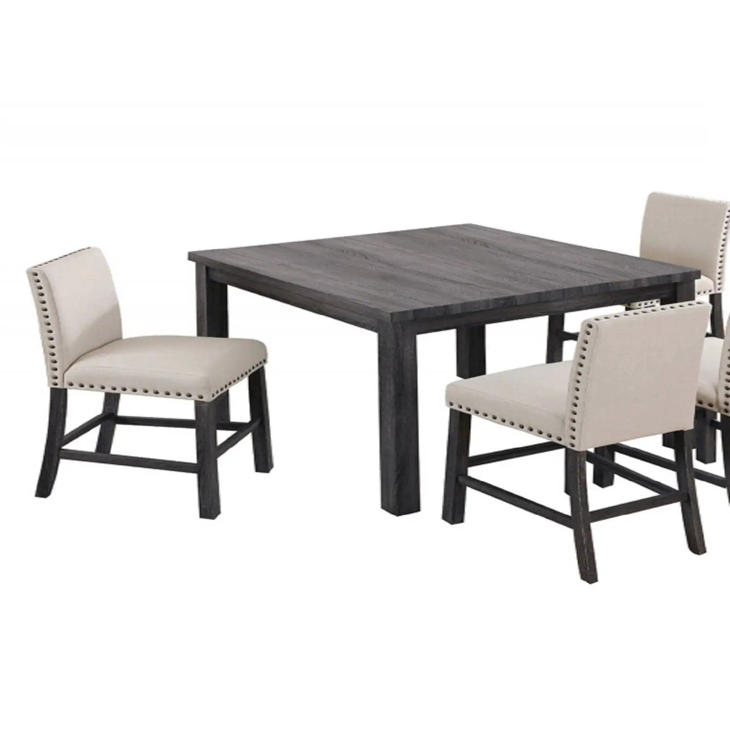 Upholstered Counter Dining Chair, Nailhead Trim (Set of 2) - Natural by HouseOfZazla