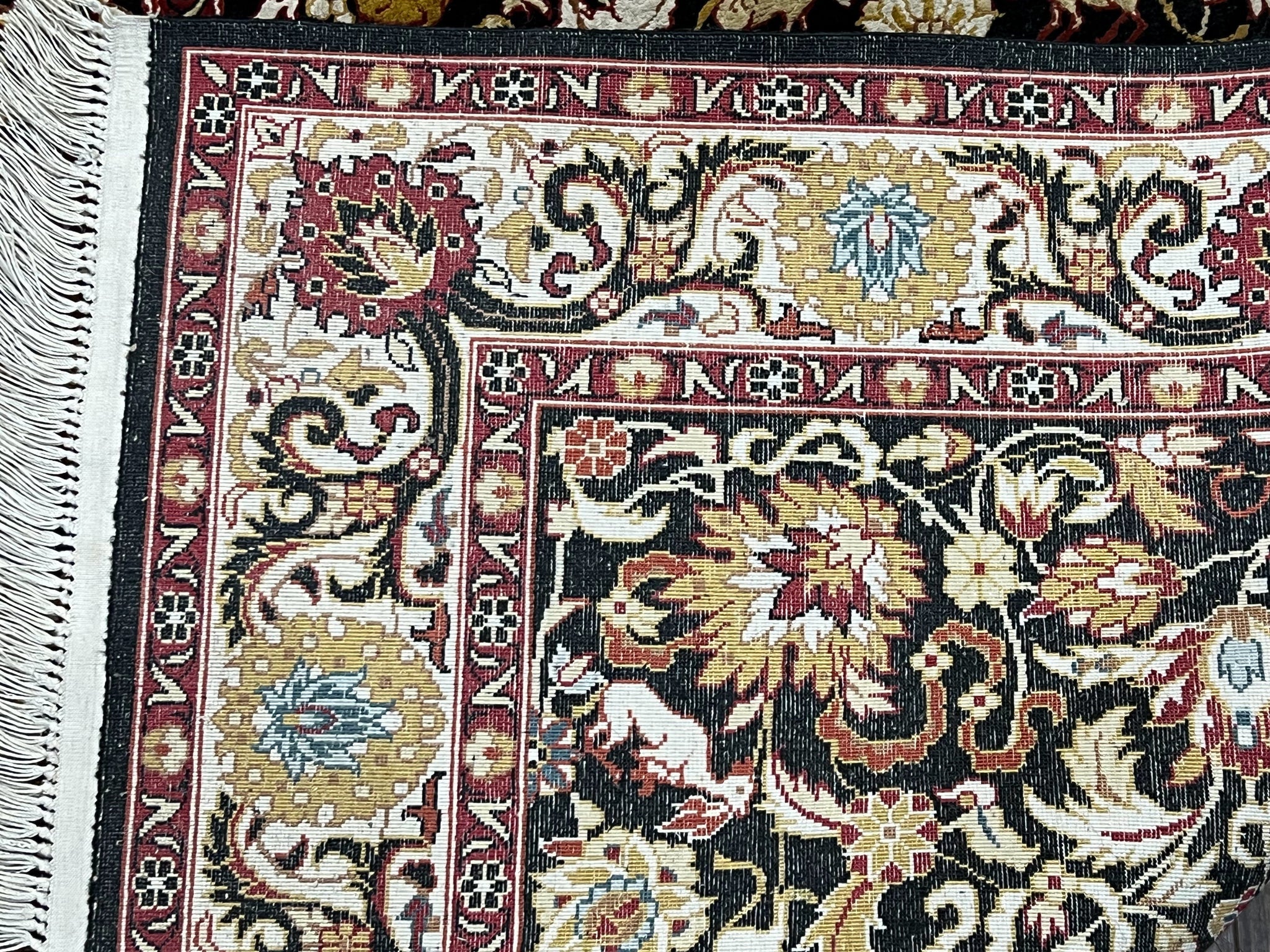 Sino Persian Silk Rug 3x5 Oriental Carpet 3 x 5 Fine Silk Rug, Black Ivory Gold, Animal Motifs, Flowers, High Quality, Vintage Silk Rug Wow by Jewel Rugs