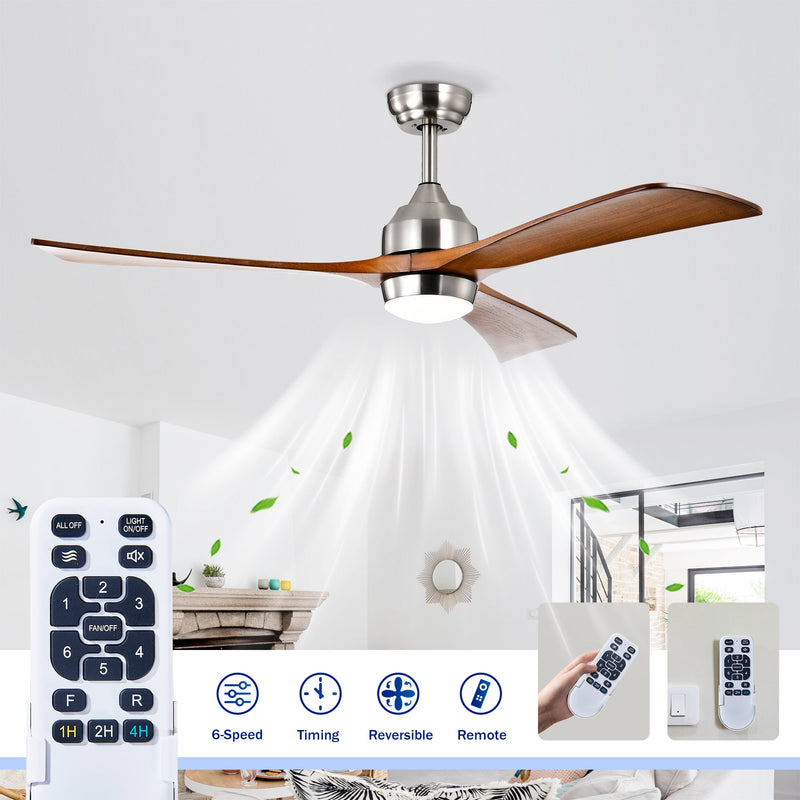 52" Solid Wood Blades Ceiling Fan with Lights and Remote Control by HouseOfZazla