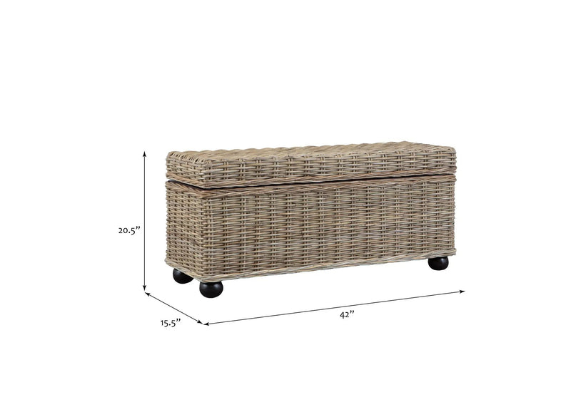 42" Kubu Rattan & Mahogany Lift-Top Storage Trunk by HouseOfZazla