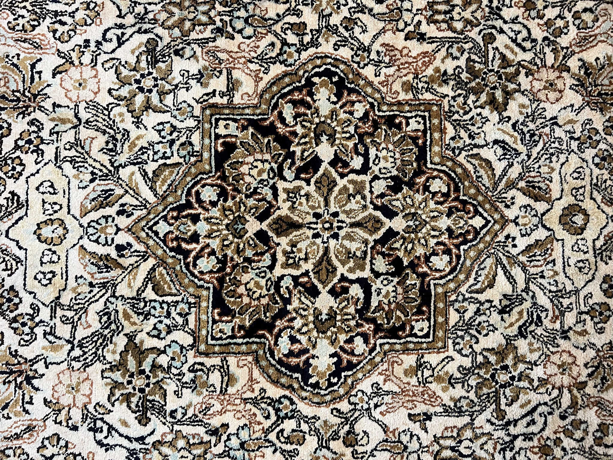Persian Qum Silk Rug 3.5 x 5.5, Floral Medallion, Very Fine 350 KPSI, Handmade Silk on Silk Rug, Vintage by Jewel Rugs