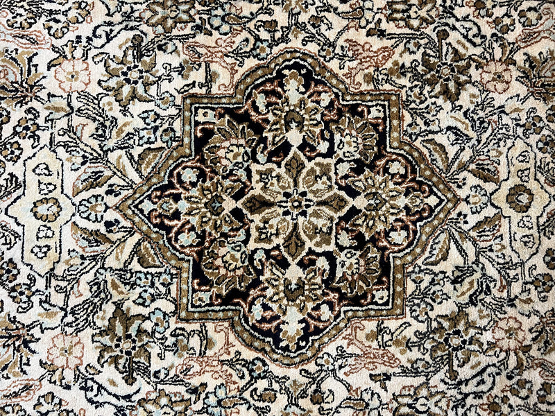 Persian Qum Silk Rug 3.5 x 5.5, Floral Medallion, Very Fine 350 KPSI, Handmade Silk on Silk Rug, Vintage by Jewel Rugs