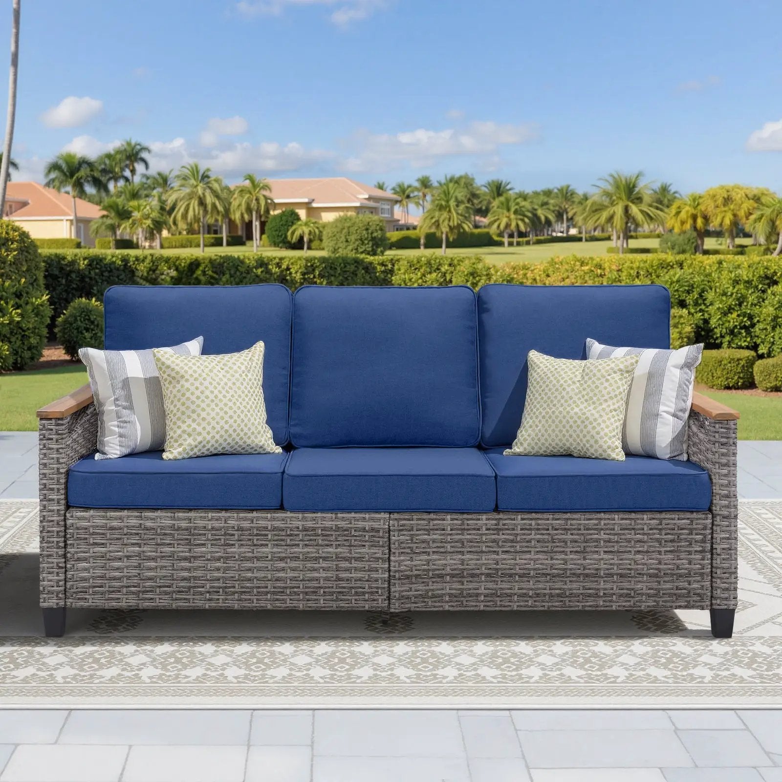 69.7" Wide Outdoor Wicker Patio Sofa by HouseOfZazla