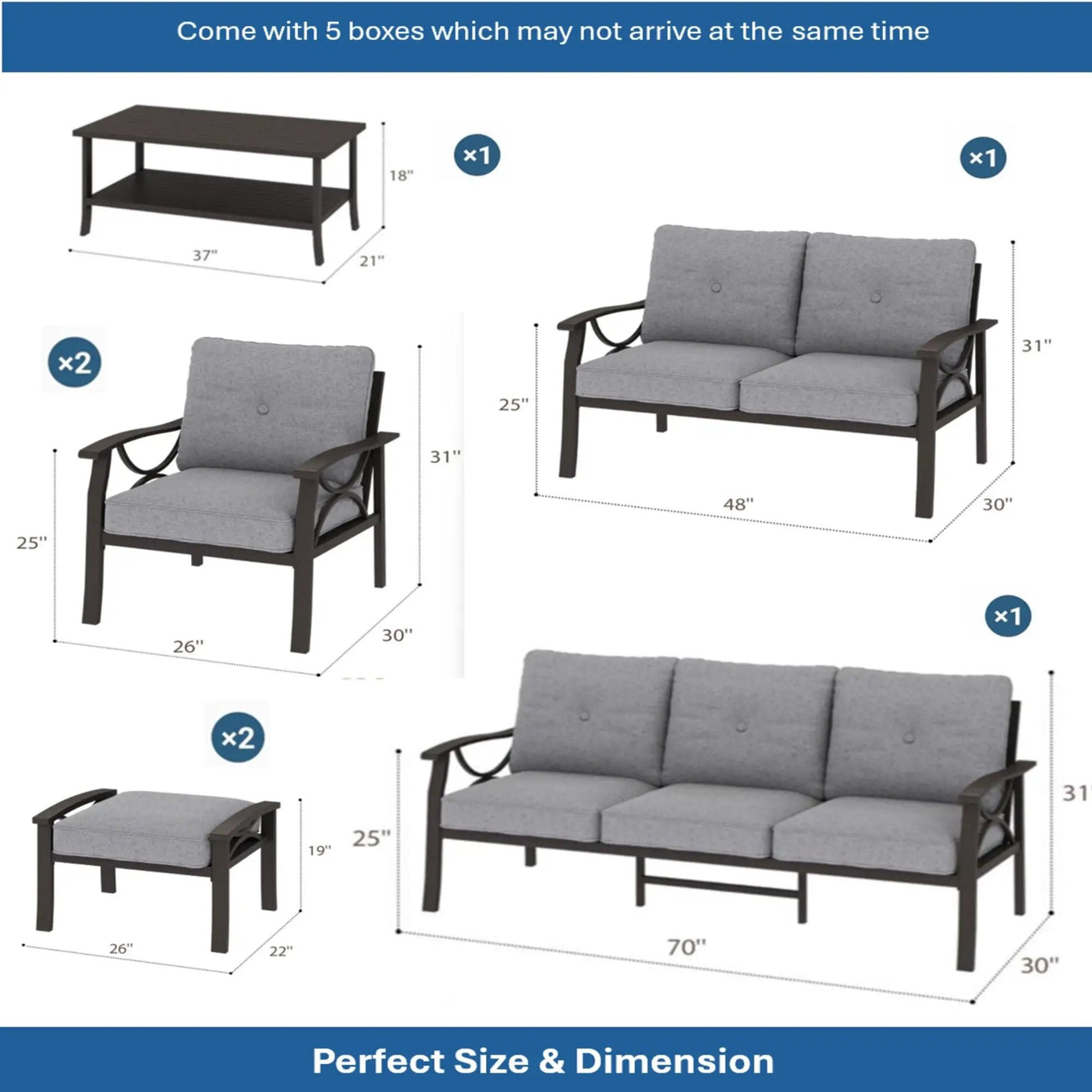 Patio Furniture Set with Coffee Table and Cushions for Backyard by HouseOfZazla