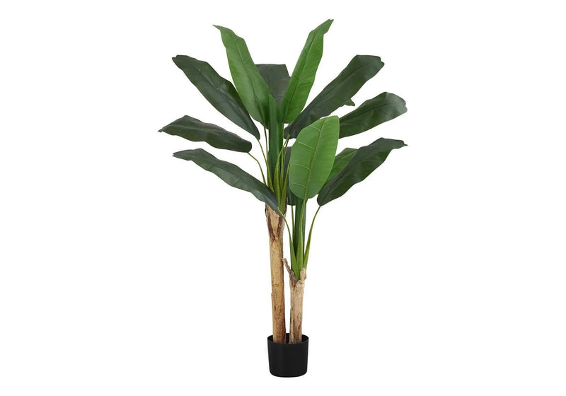 55" Tall, Artificial Plant, Banana Tree, Indoor, Faux, Fake, Floor, Greenery, Potted, Real Touch, Decorative - Green / Black by Unique Piece Furniture