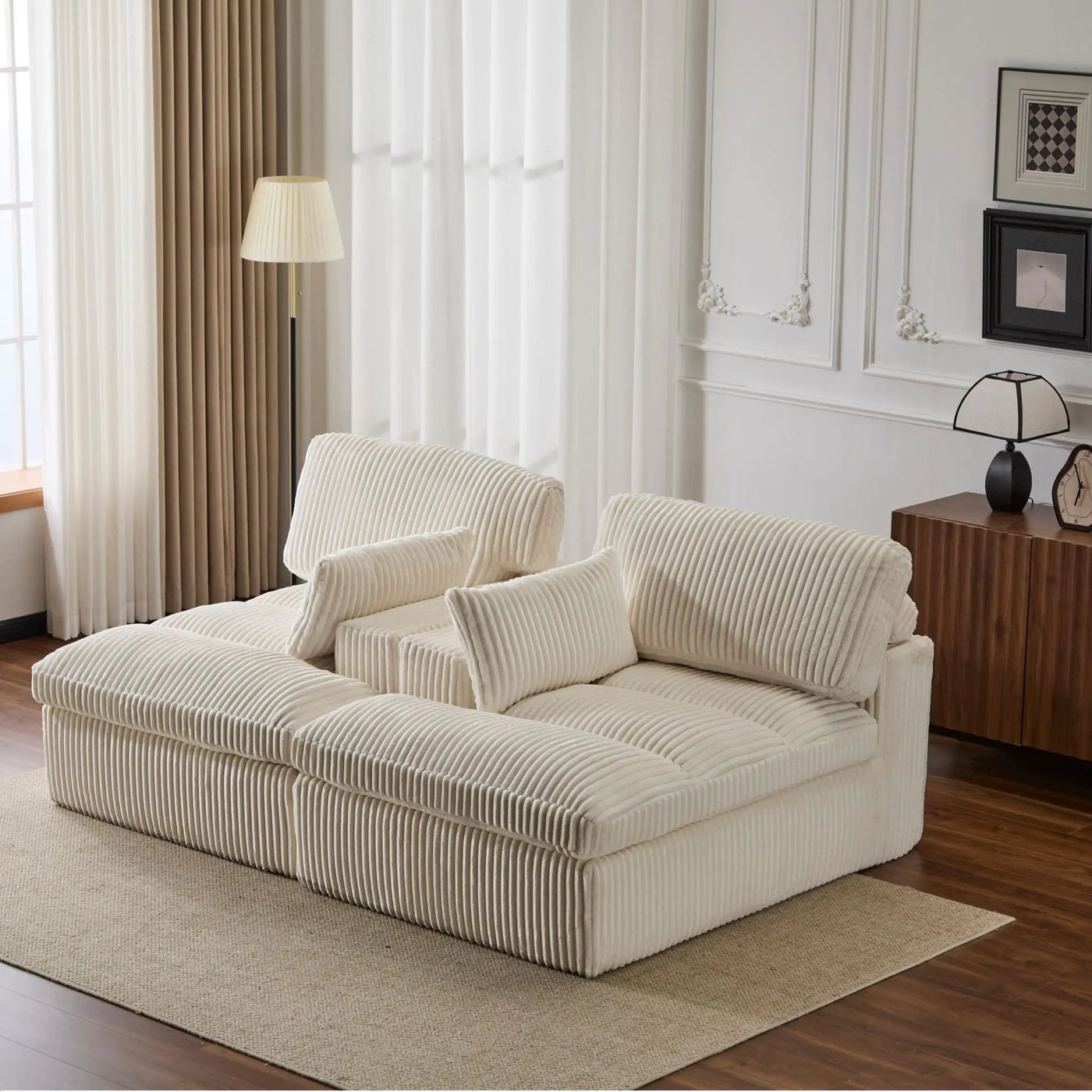 Double Chaise Lounge Chair, Oversized Upholstered Sleeper Cloud Couch by HouseOfZazla