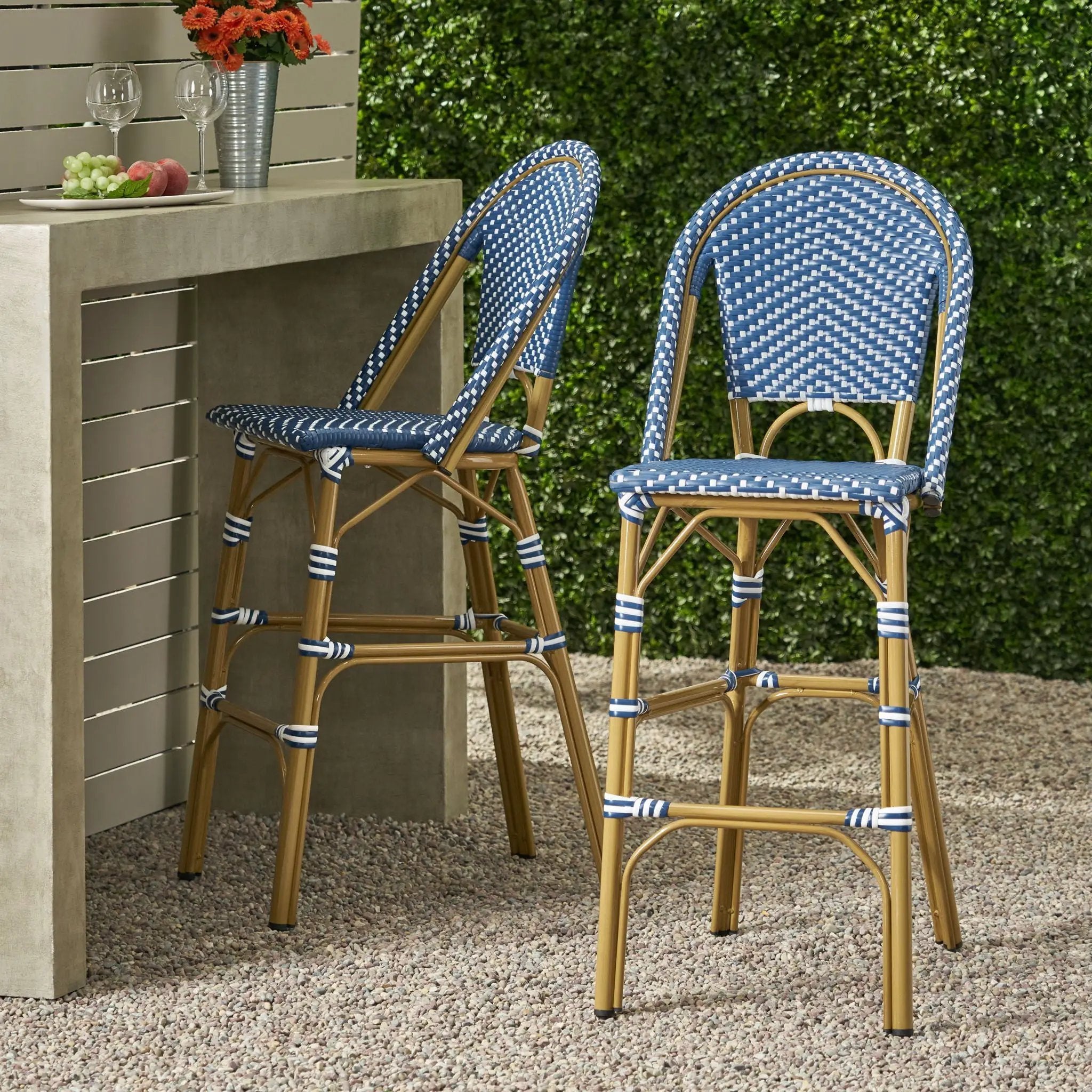 Outdoor PE Rattan French Barstool Set by HouseOfZazla