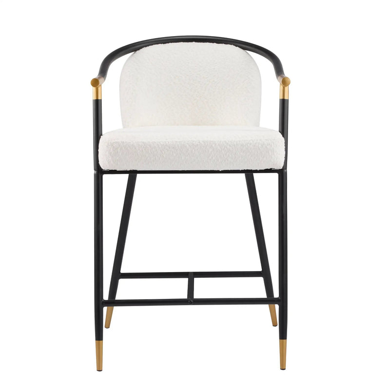 26" H Upholstered Counter Stool with Metal Frame (Set of 2) - Beige by HouseOfZazla