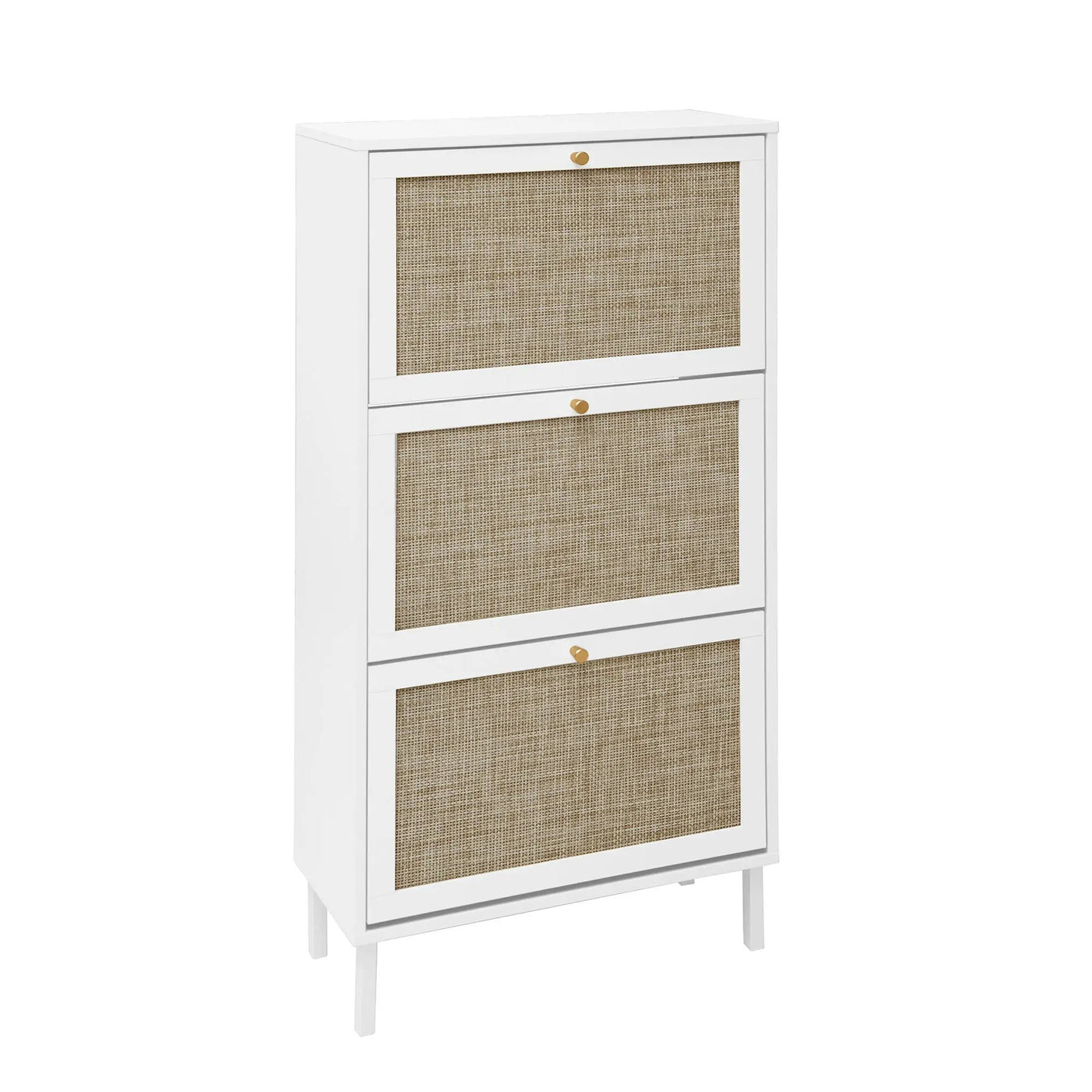 Modern Rattan 3 Door Shoe Rack Cabinet for Entryway by HouseOfZazla