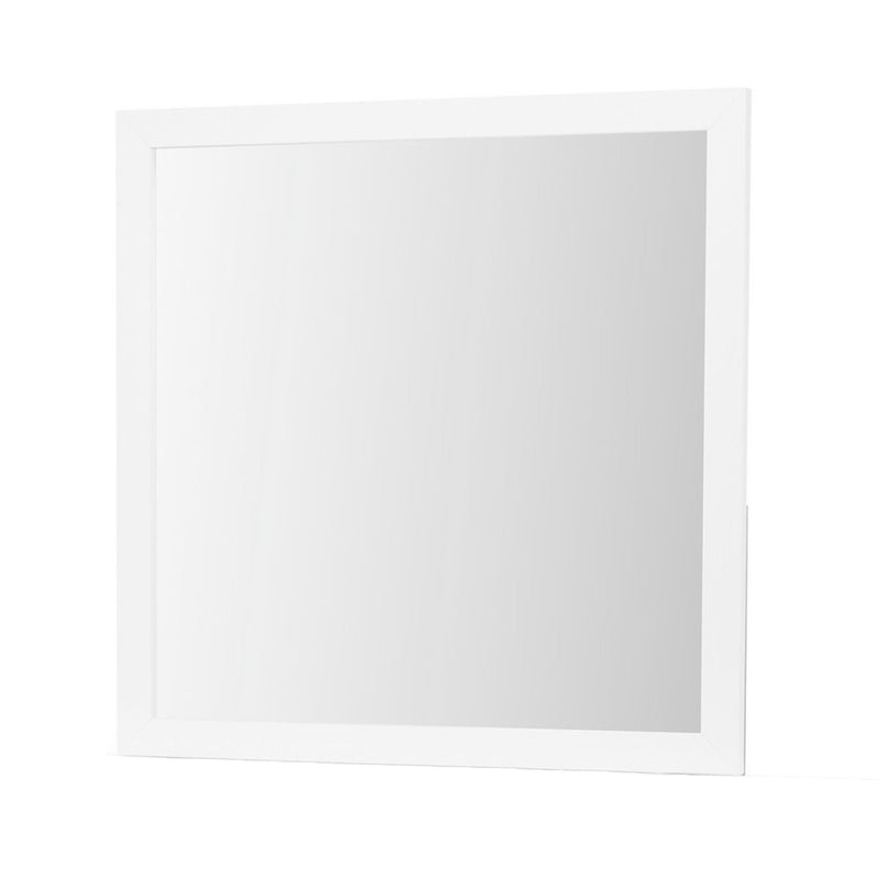 White Mirror with Sleek Design and Acrylic Hardware - 39.56" W