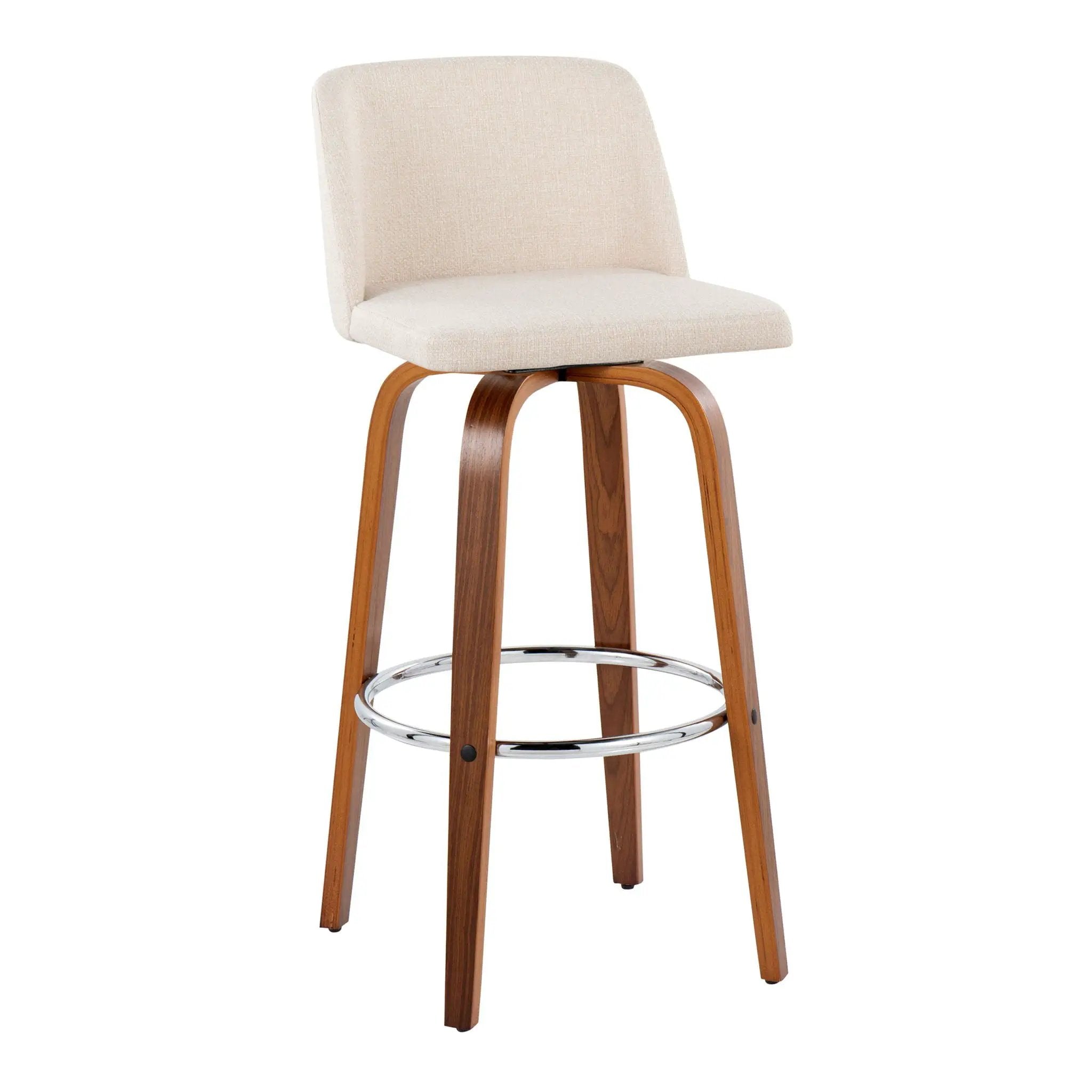 Toriano - Mid Century Modern Fixed Height, Barstool With Swivel With Round Footrest (Set of 2) by Unique Piece Furniture