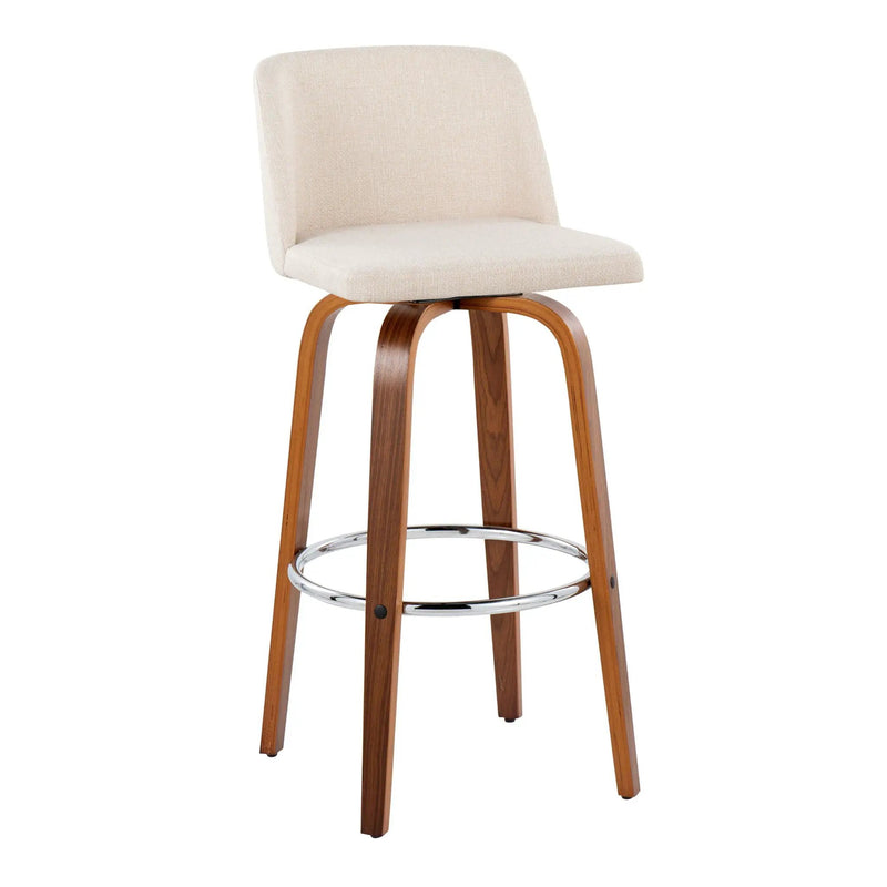 Toriano - Mid Century Modern Fixed Height, Barstool With Swivel With Round Footrest (Set of 2) by Unique Piece Furniture