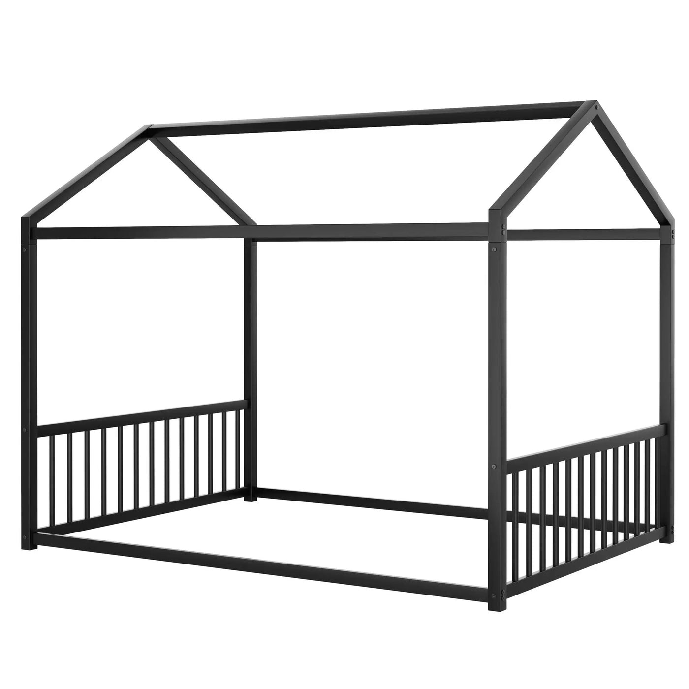 Montessori Style Floor House Shaped Bed With Safety Guardrails by HouseOfZazla