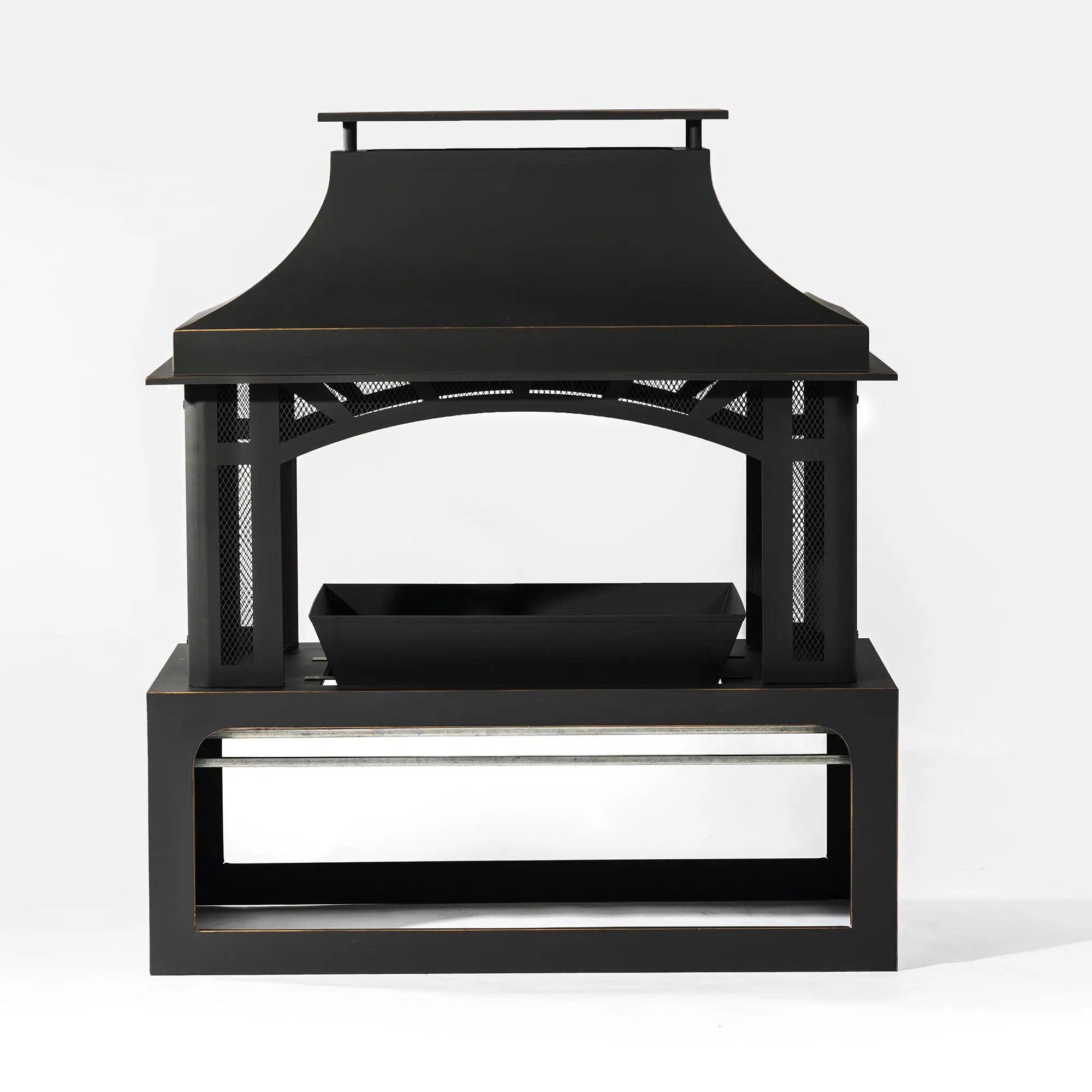 Fireplace, 50000 Btu Fire Pit, Wood Burning Chimney For Outside - Black by HouseOfZazla