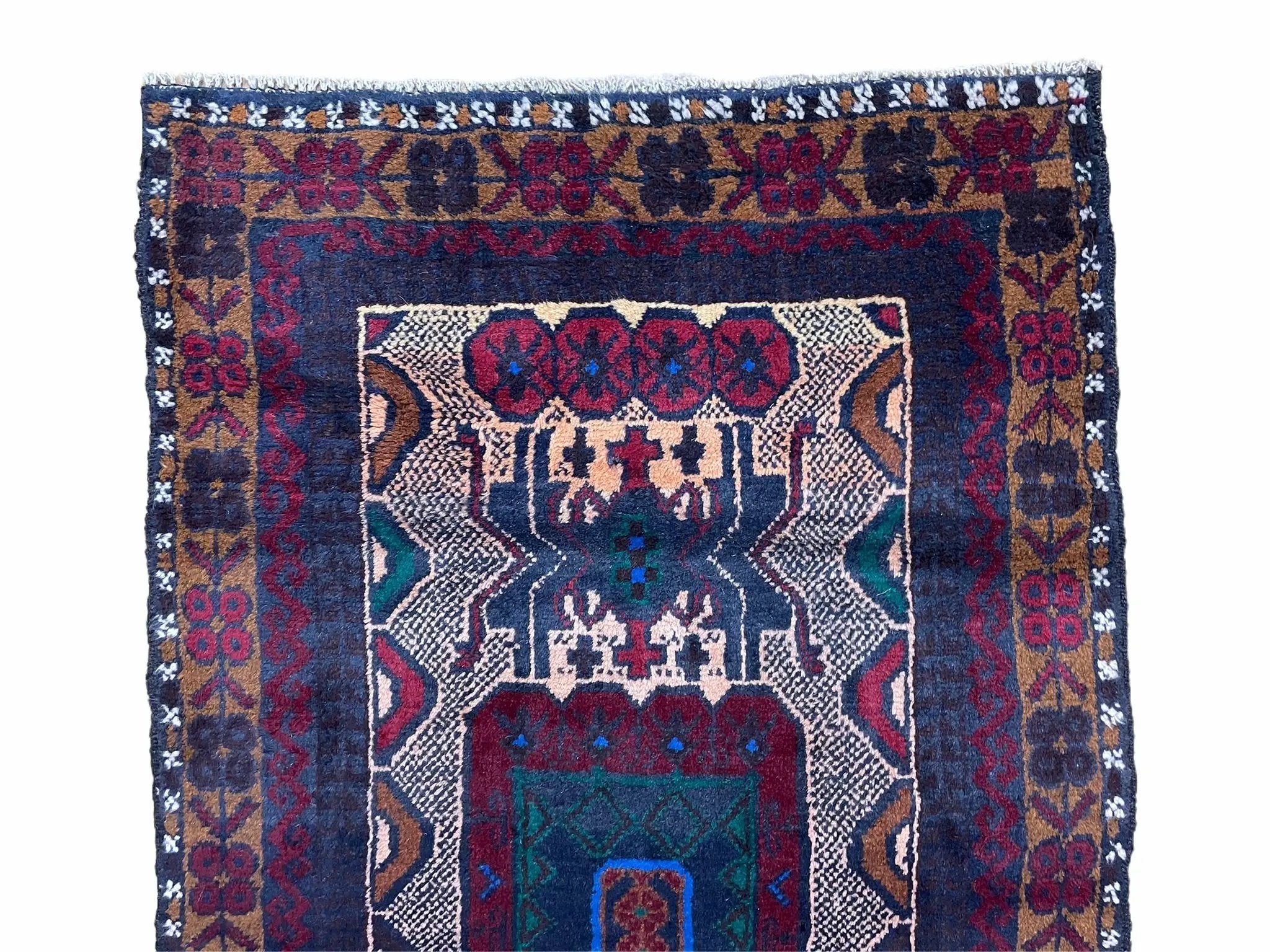 3 X 5 Vintage Handmade Tribal Wool Rug Balouchi Rug Afghan Rug Red Beige Nice by Jewel Rugs