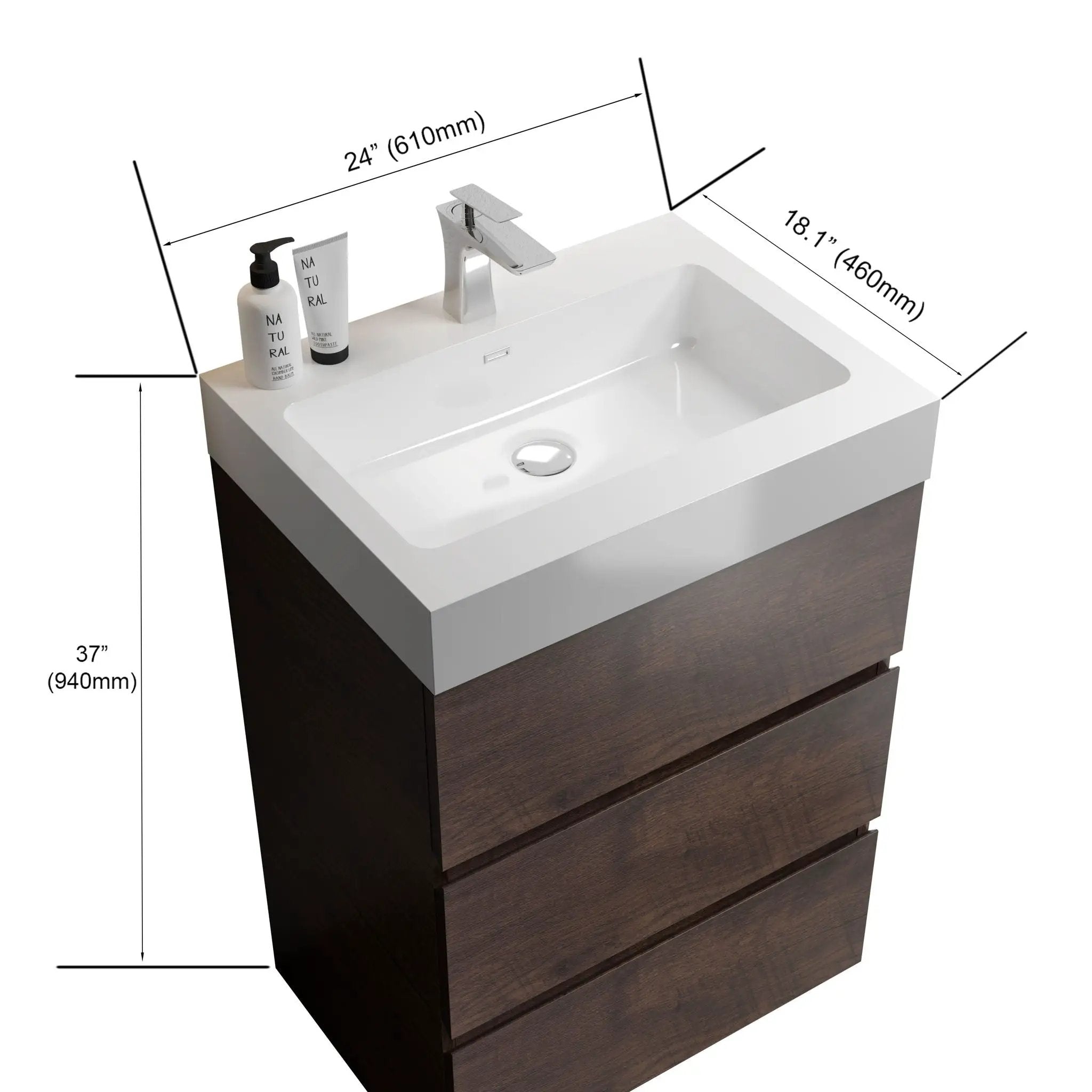 Alice - Bathroom Vanity With Large Storage Freestanding Bathroom Vanity, Sink For Modern Bathroom, One-Piece Sink Basin Without Drain And Faucet by Unique Piece Furniture