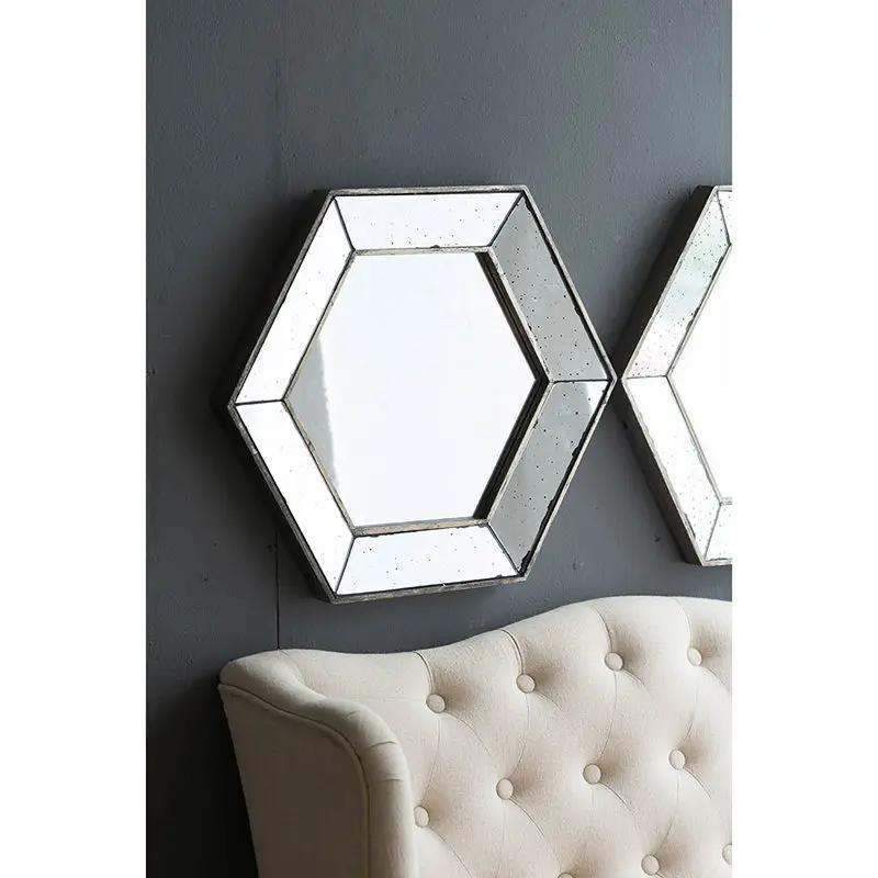 Hexagon Wall Mirror With Contemporary Glass Design, Home Decor Accent Mirror For Living Room, Entryway, Bedroom by HouseOfZazla