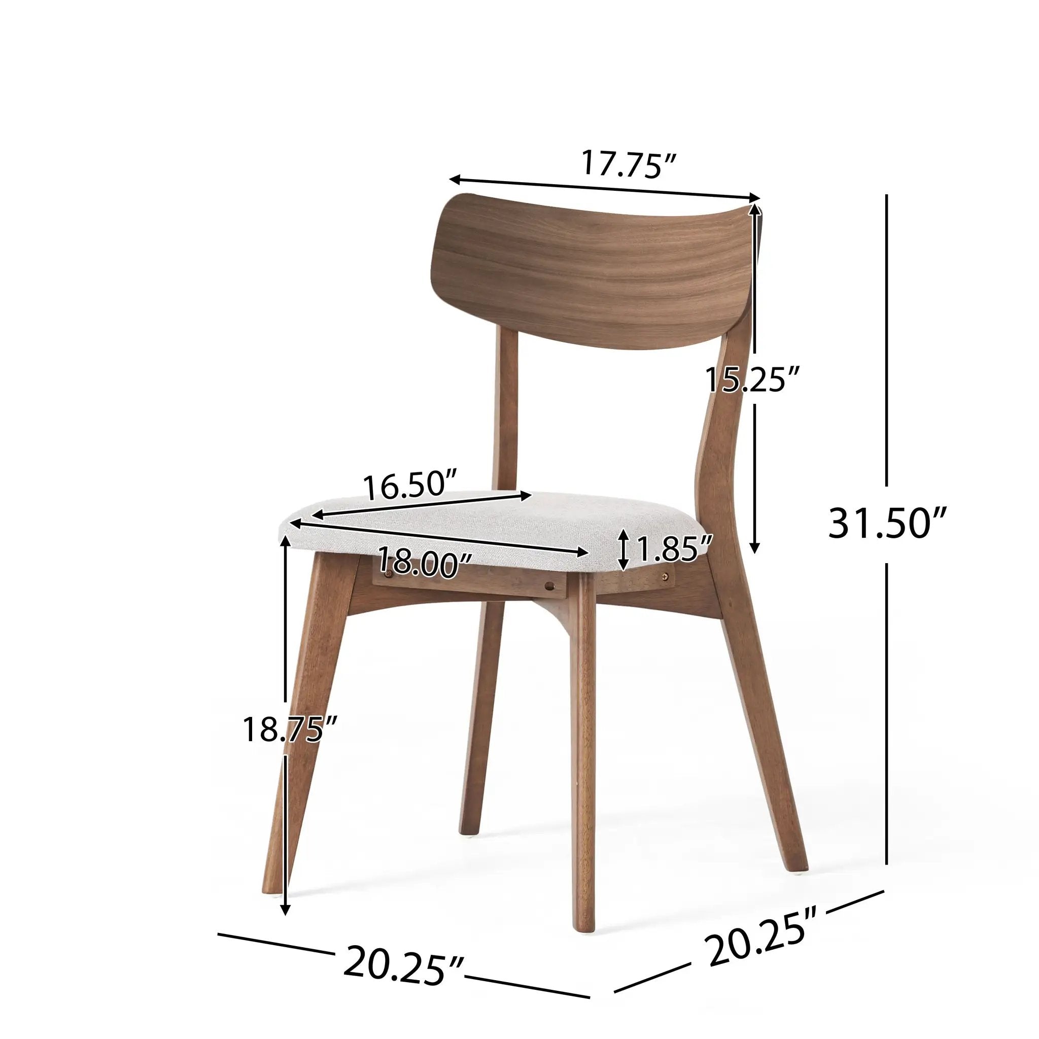 7-Pieces Upholstered Dining Set With Rubberwood Frame, Light Beige + Walnut + Black by HouseOfZazla