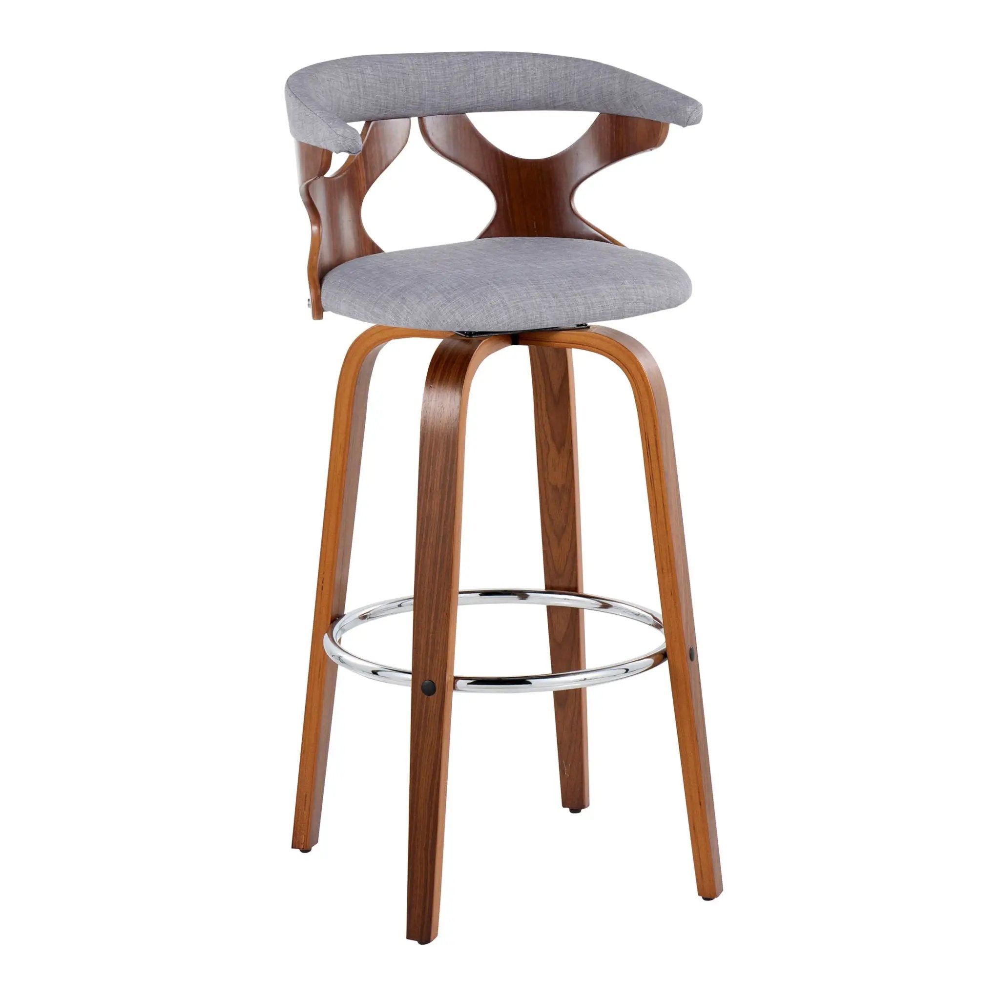 Gardenia - Mid Century Modern Fixed Height Barstool With Swivel With Round Footrest (Set of 2) by HouseOfZazla