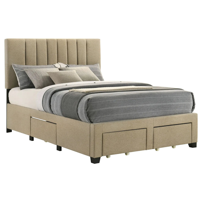 Wheatland 4-drawer Upholstered Full Storage Bed Light Brown by Unique Piece Furniture