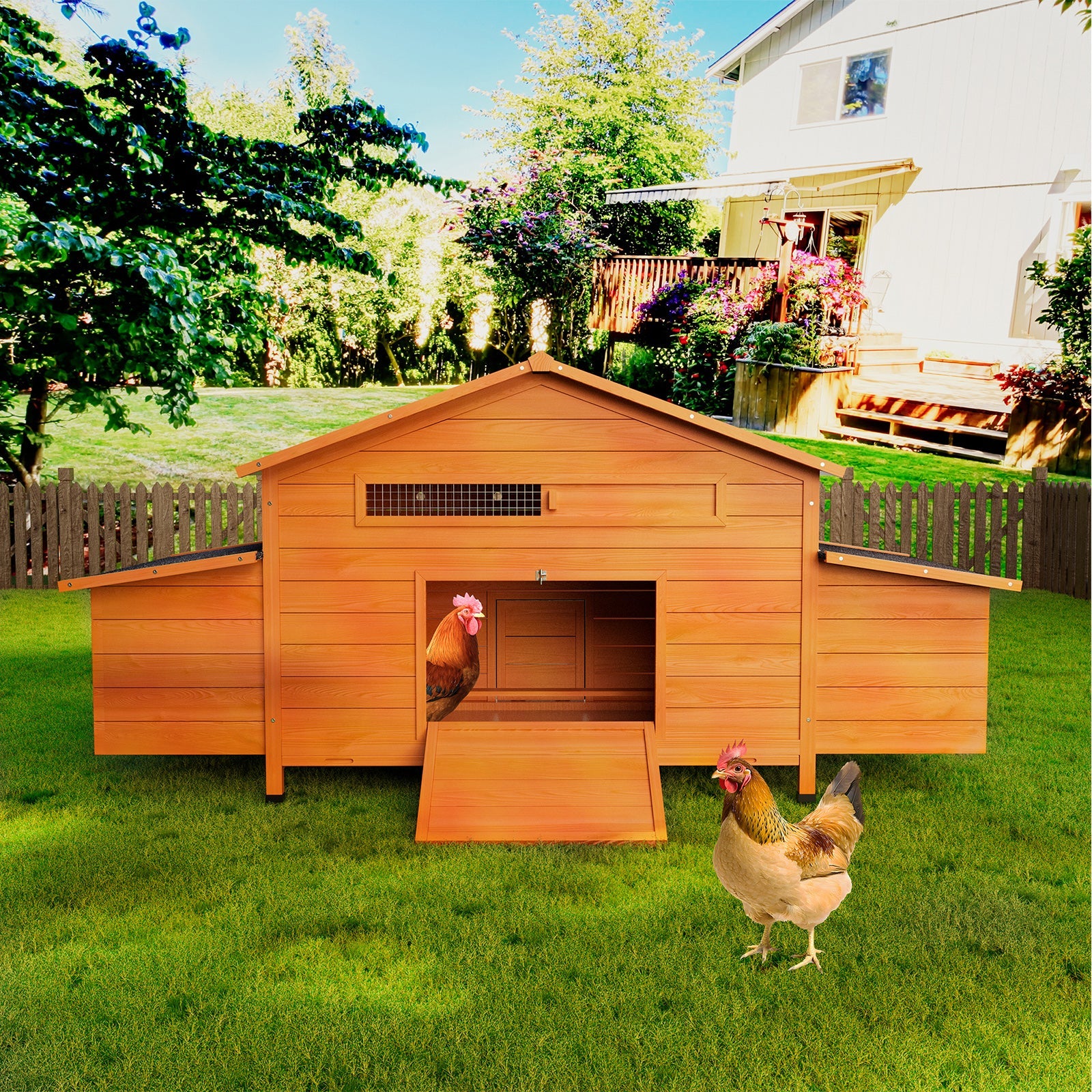 70" Large Wooden Chicken Coop with 2 Nesting Boxes by HouseOfZazla