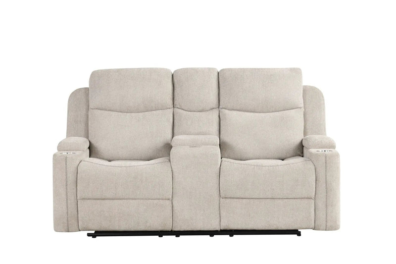 Galya - Motion Loveseat With Console - Light Gray by Unique Piece Furniture